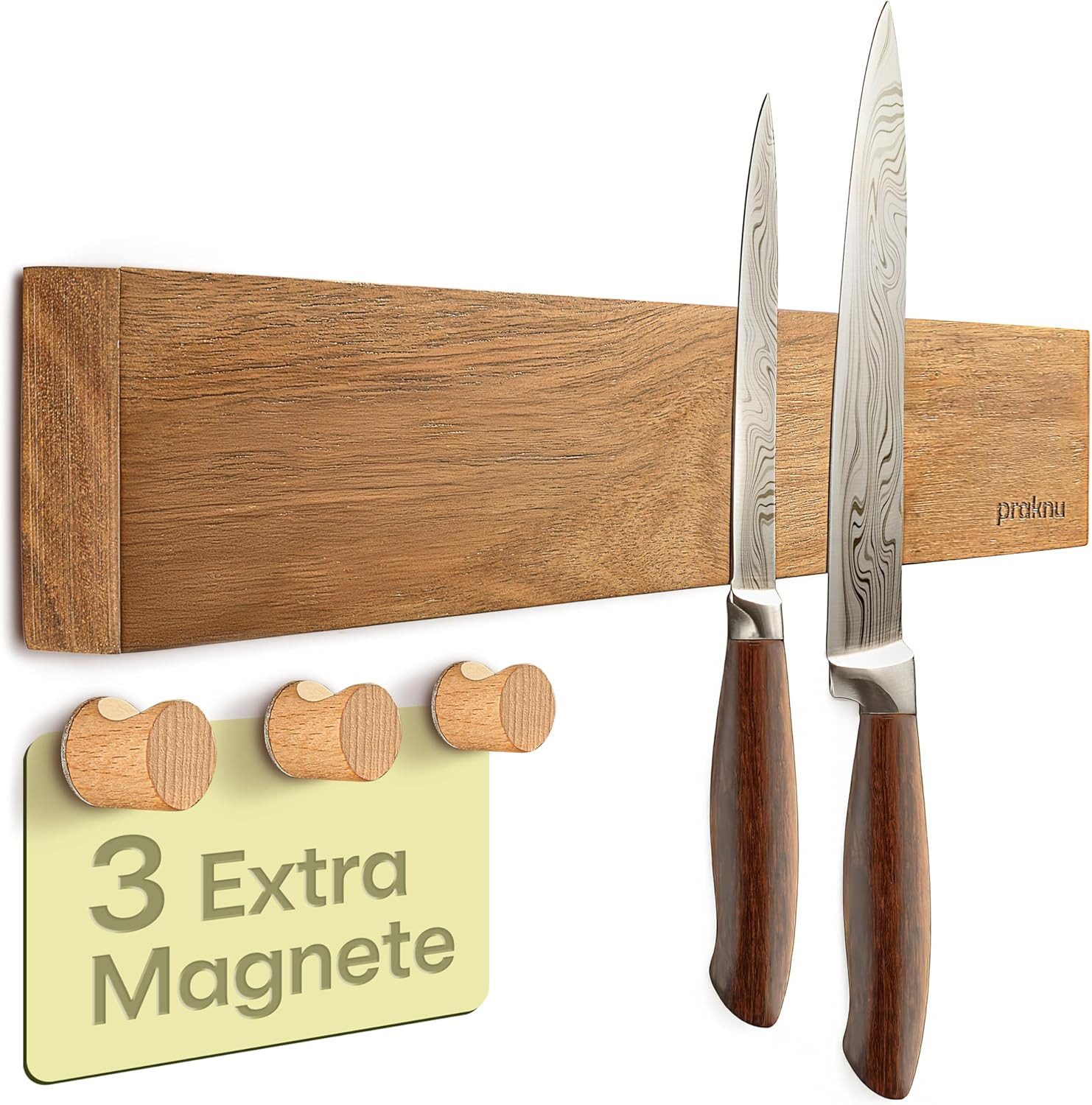 Praknu Wand-Magnet Messer-Leiste Messer-Magnetleiste (mit 3