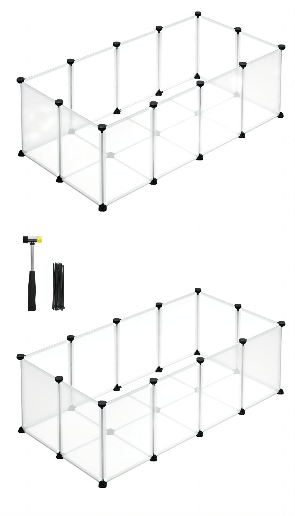 SONGMICS Kleintierkäfig, L-XXL, Freigehege, mit Bodenplatten,