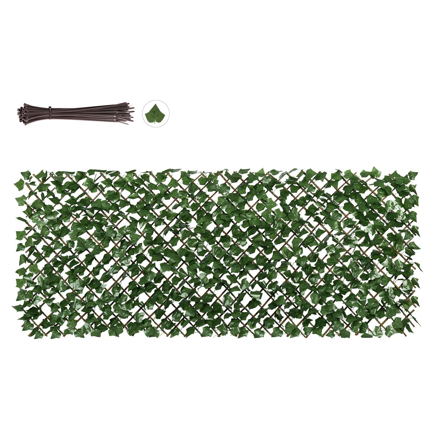 Sekey Weidenzaun Sichtschutzzaun mit Efeu Weidenmatte