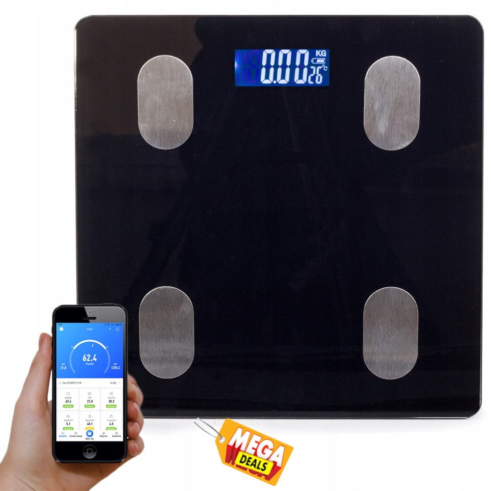 MEGADEALS Personenwaage Analytische Personenwaage Badezimmerwaage Bluetooth