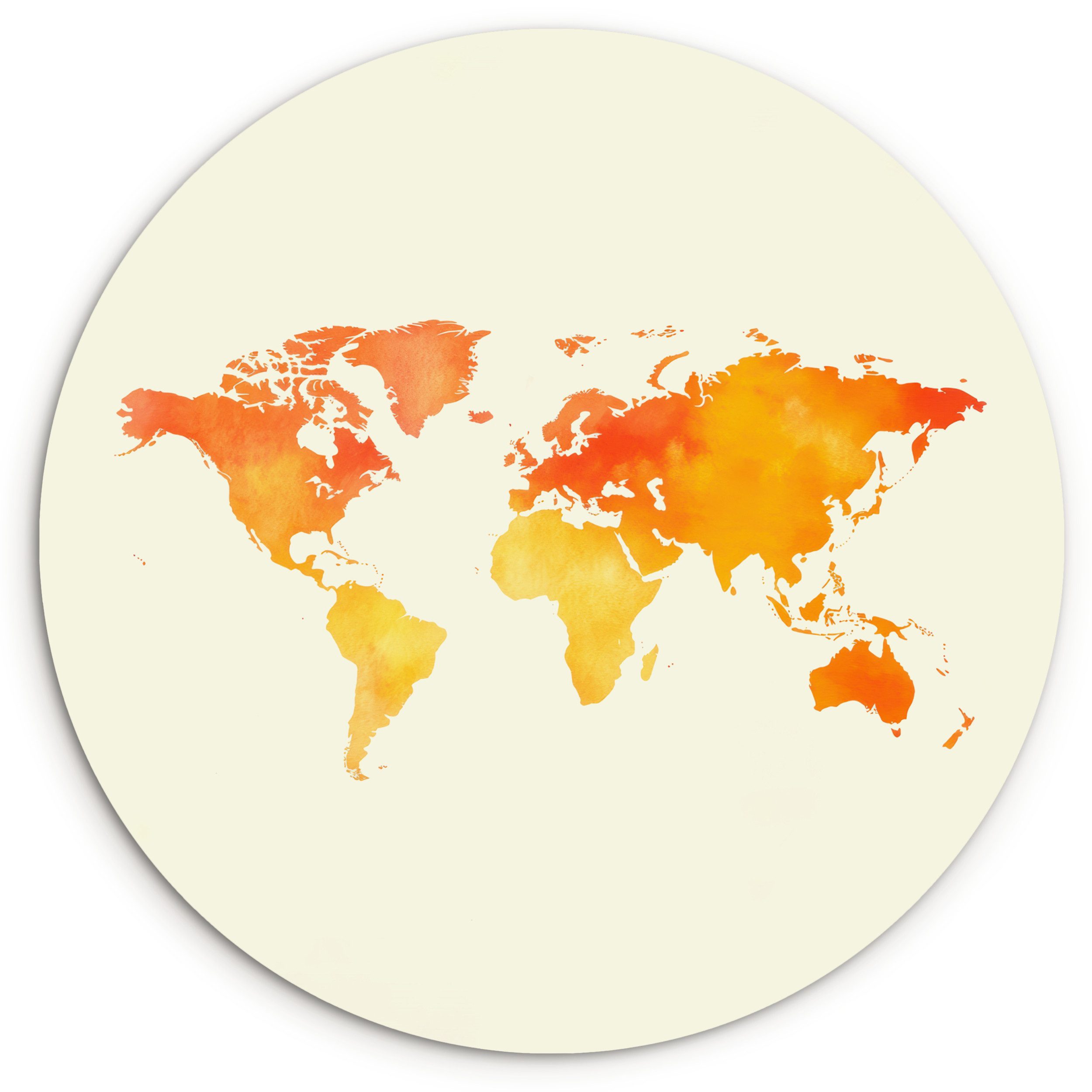 MuchoWow Gemälde Weltkarte - Orange -
