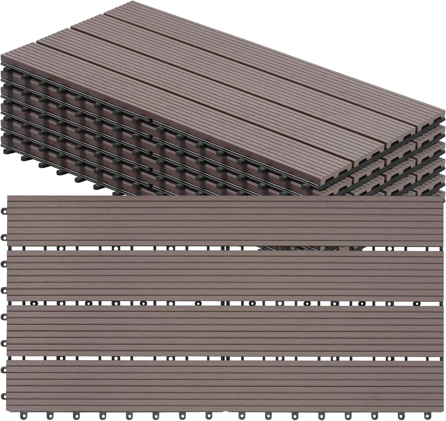 Woltu WPC-Fliesen, 6 St., Terrassendielen Holz-Optik