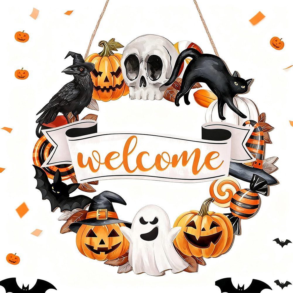 CLTYQ Hängedekoration Halloween Türschild Hängedekoration,Halloween Türschild