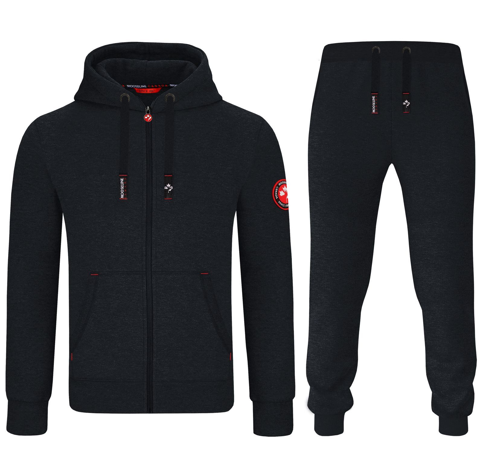 MOOSELINE Jogginganzug Herren Schwarz - rotes