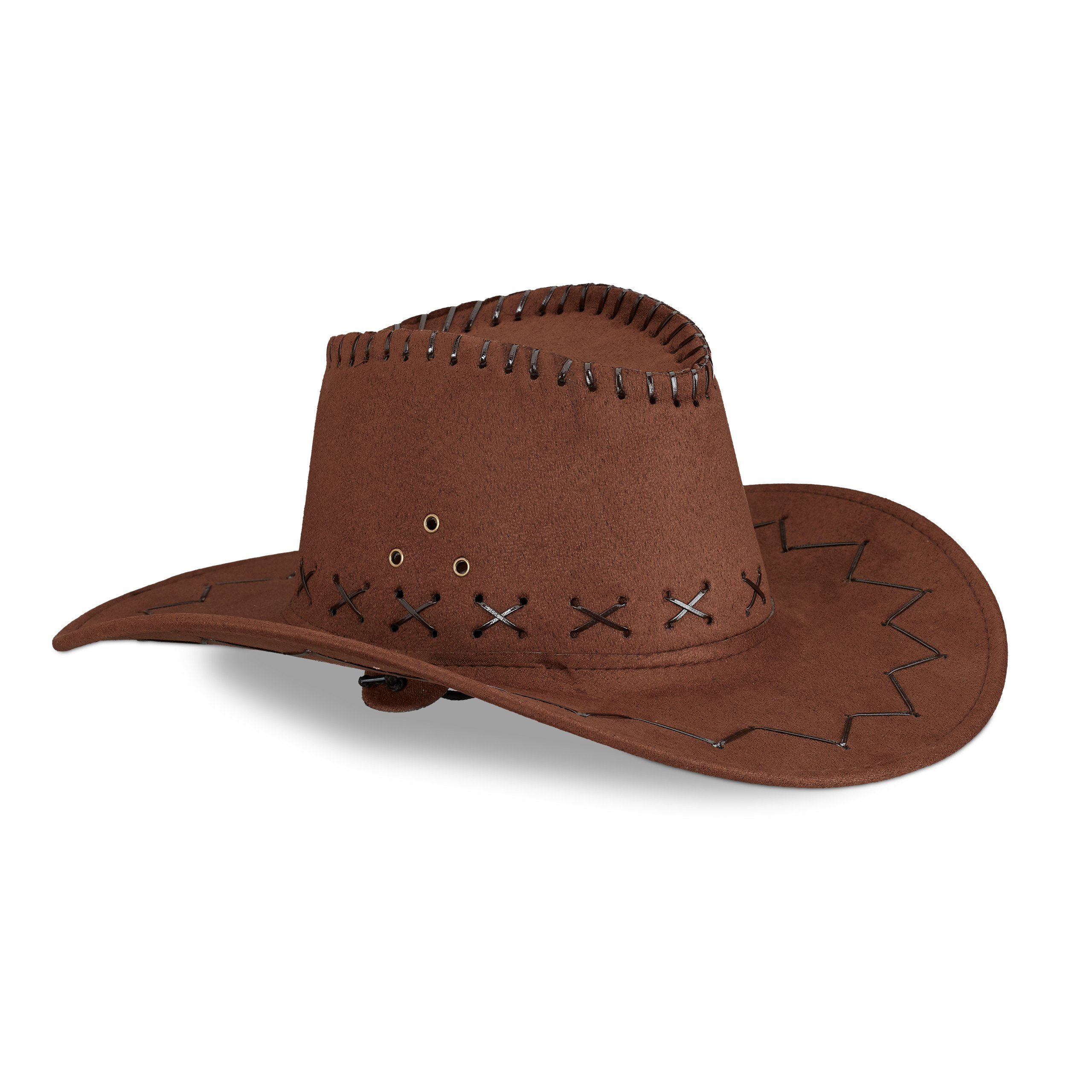 relaxdays Cowboyhut Fasching Dunkelbraun
