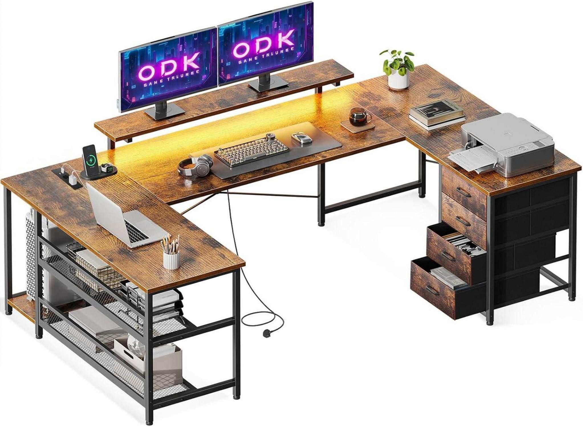 LuxusKollektion Eckschreibtisch Eckschreibtisch 4 Schubladen Stauraum