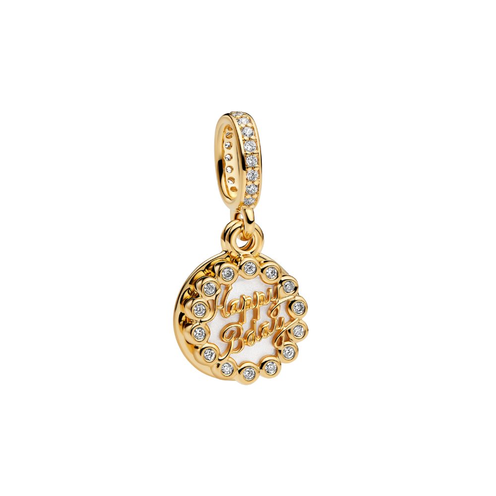 Pandora Charm-Einhänger 763787C01, Geburtstag, Torte, vergoldet,