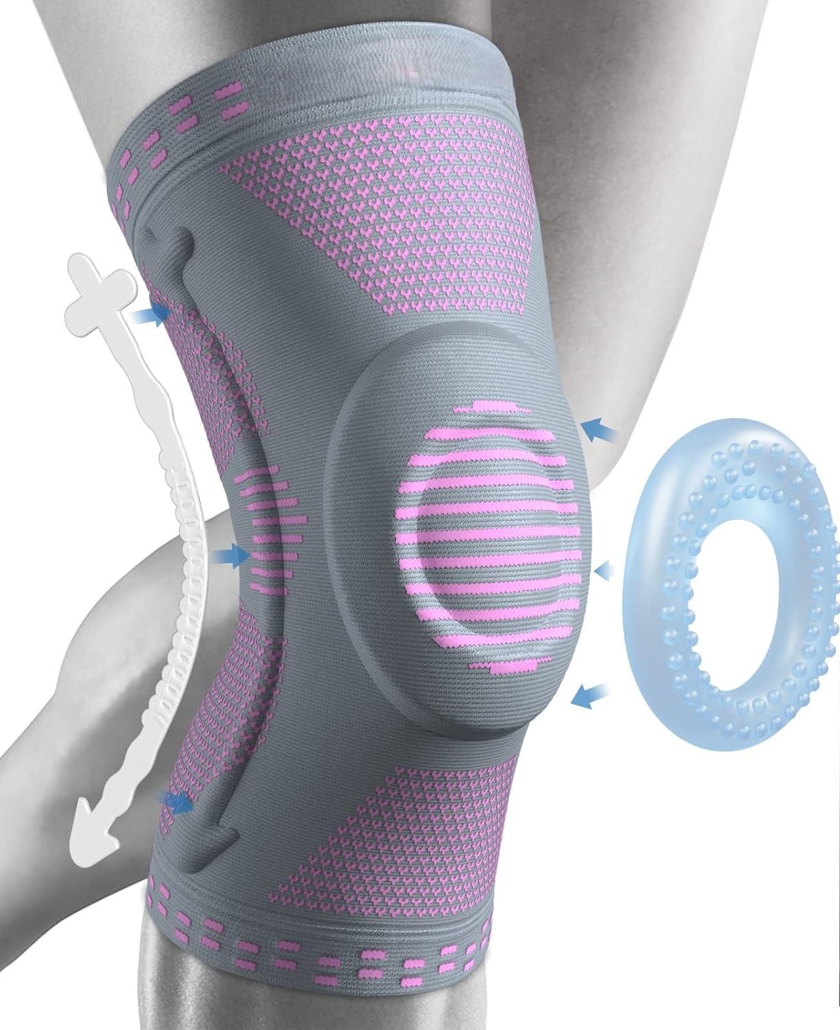 LA CUTE Kniebandage Kompressions-Kniebandage Pink Grau