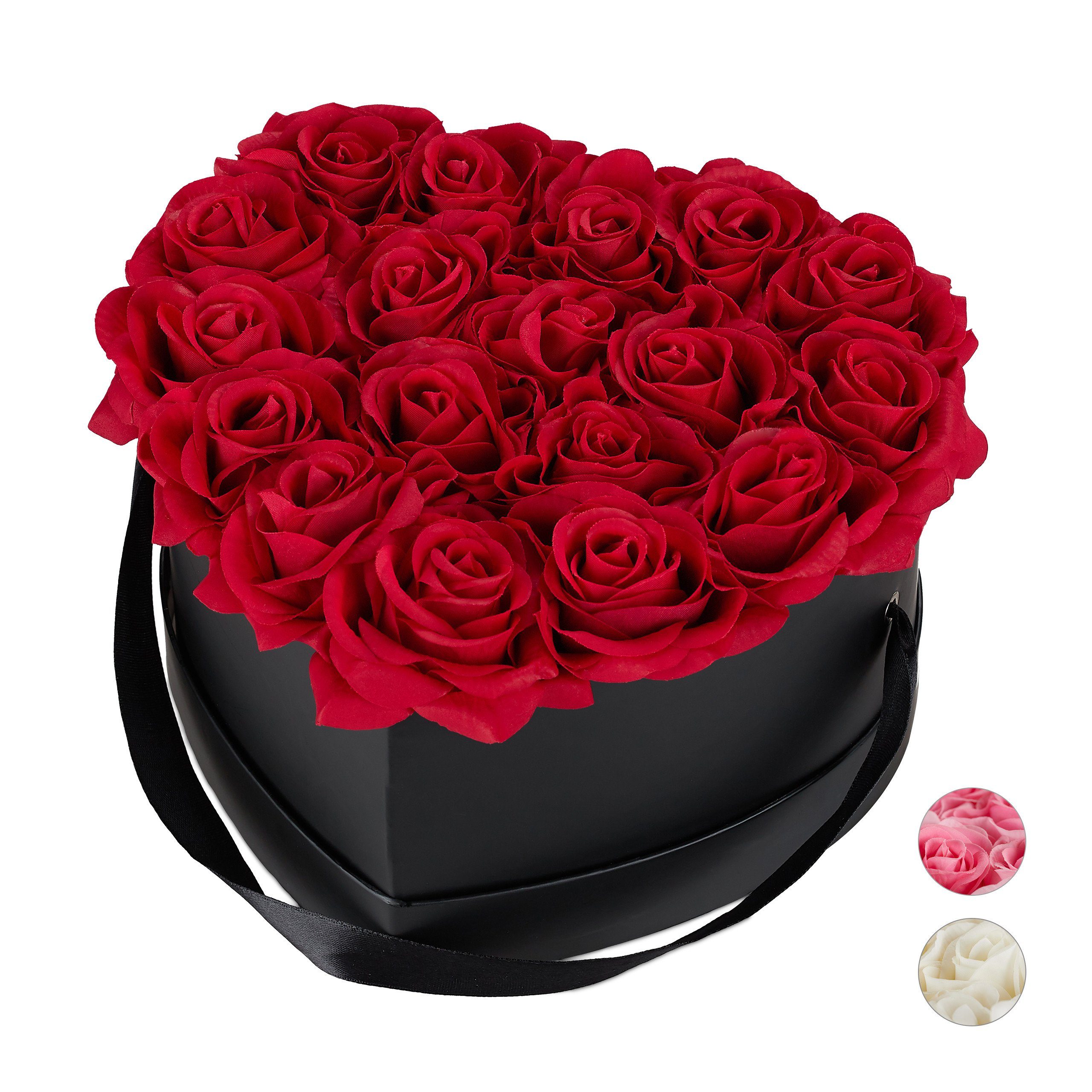 Gestecke Schwarze Rosenbox Herz 18 Rosen,