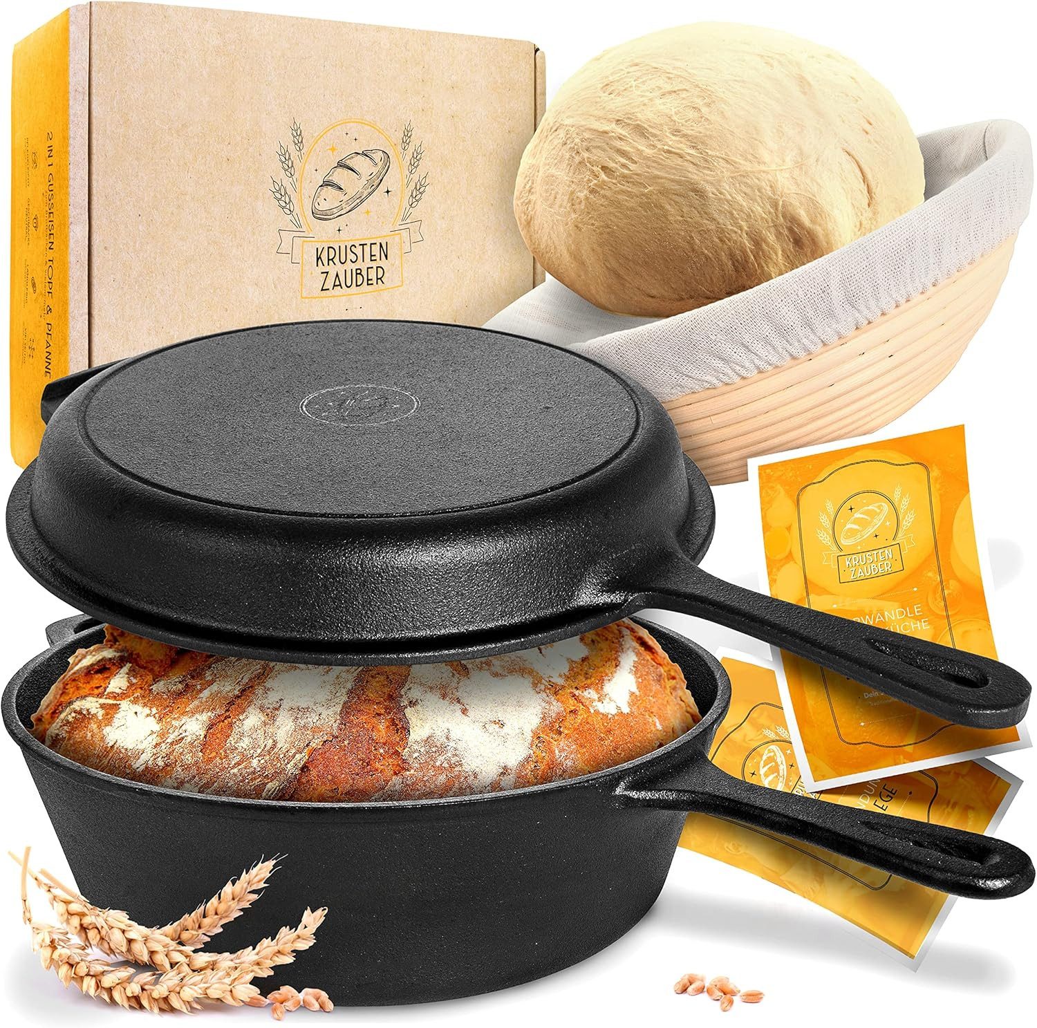 Krustenzauber Brotbackform 26cm Gusseisen Topf Brot