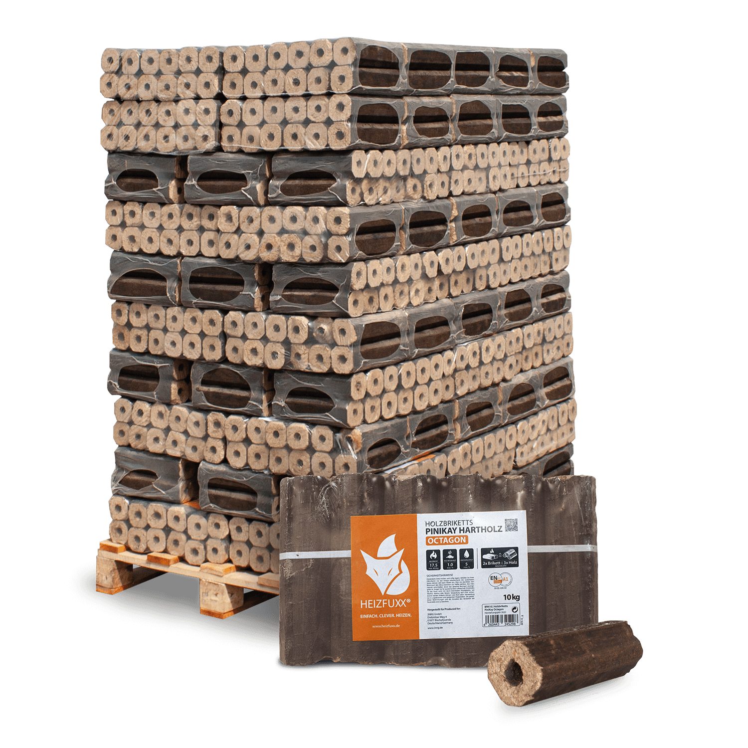 HEIZFUXX Holzbriketts PiniKay Octagon, 960 kg,