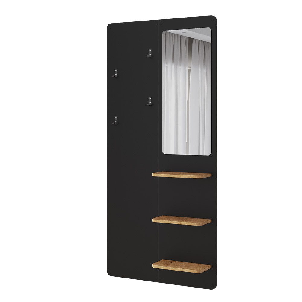 Vicco Garderobenschrank Jochen, Schwarz/Eiche, 70 x