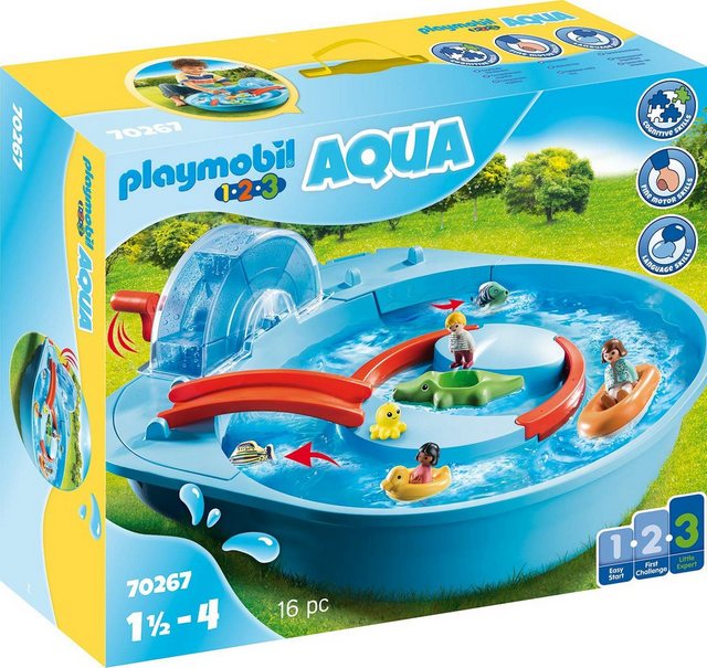 Playmobil® Konstruktions-Spielset »Fröhliche Wasserbahn (70267), Playmobil 123 - Aqua«, (16 St), Made in Germany