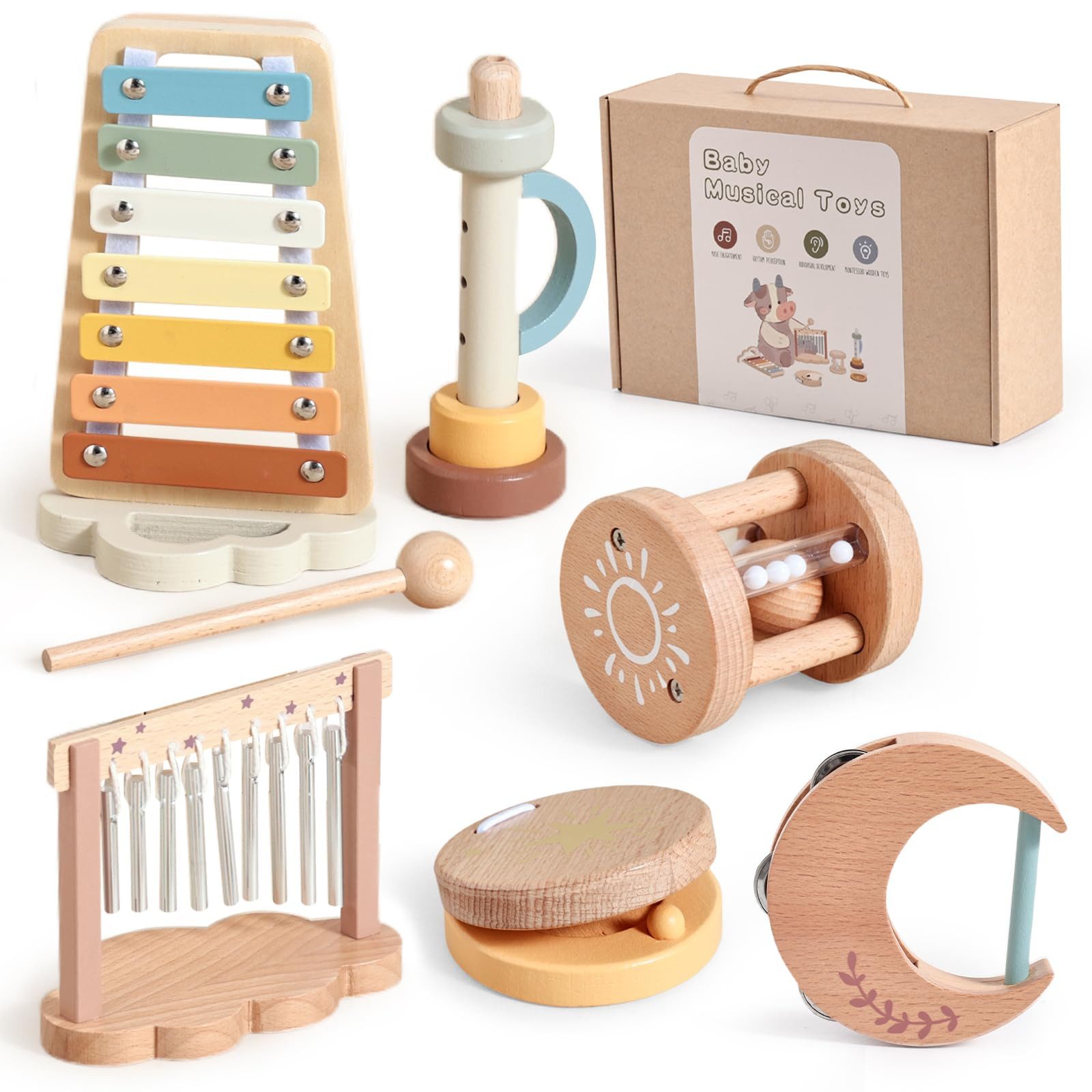 CLTYQ Spielzeug-Musikinstrument Baby Musikinstrumente Montessori-Holzspielzeug für