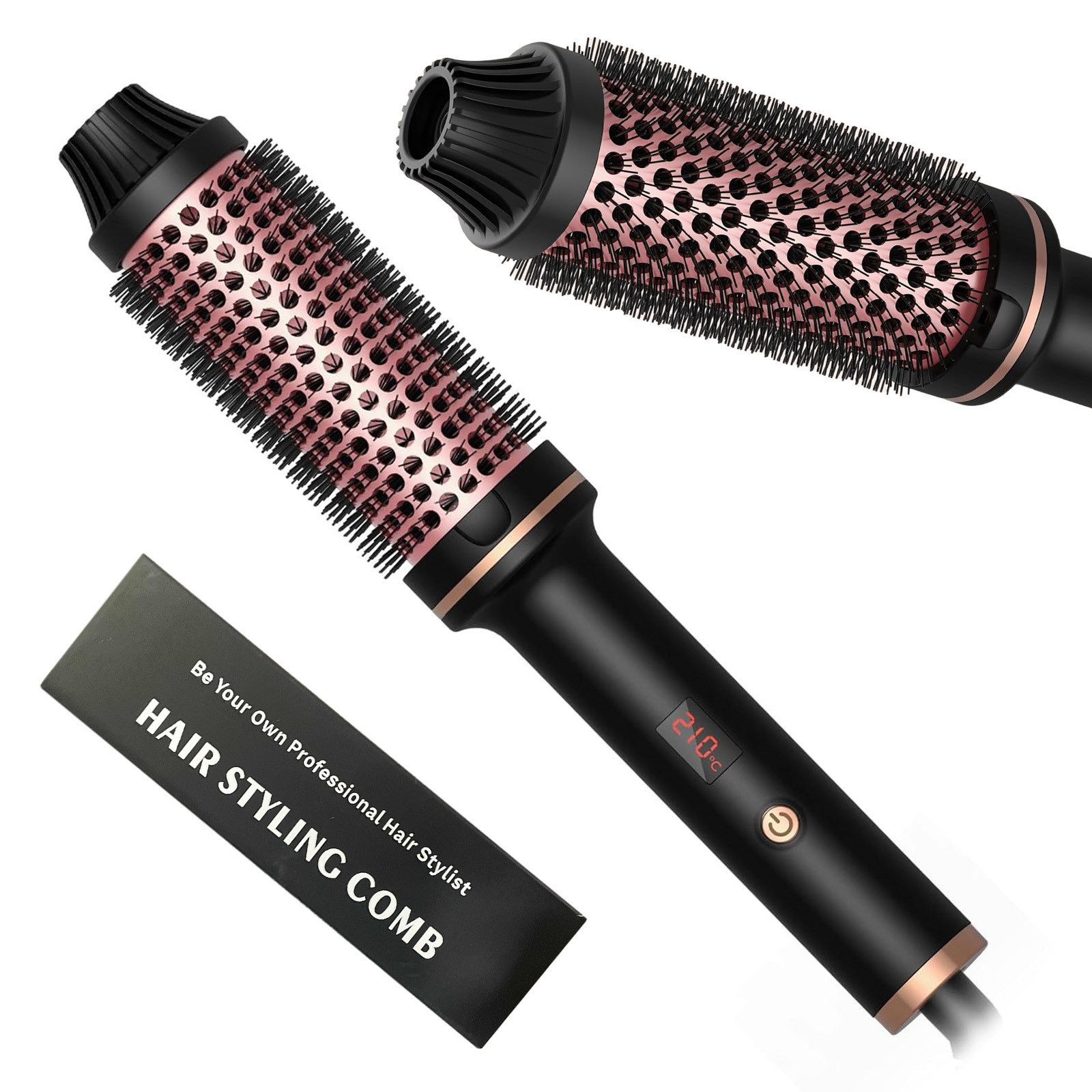 OKWISH Haarglättbürste 3-in-1 Lockenstab Glätteisen Thermobürste