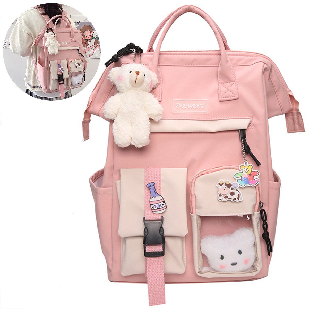 RWEUOQ Schulrucksack Schulrucksack-Set Schultasche Teenager, (Ergonomisch