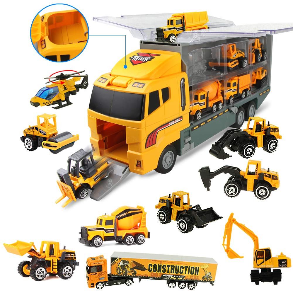 ZEUOPQ Spielzeug-LKW LKW Spielzeug-Auto Set Autotransporter