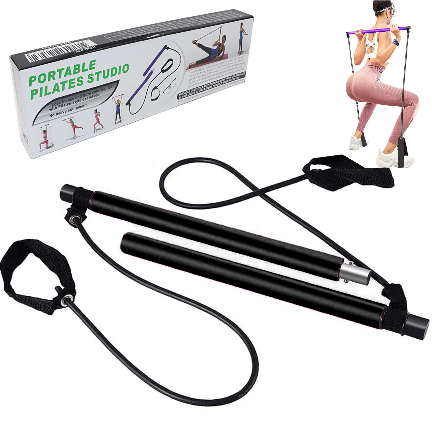 Mutig Gymnastikstäbe Pilates Bar mit Widerstandsband,Bodybuilding