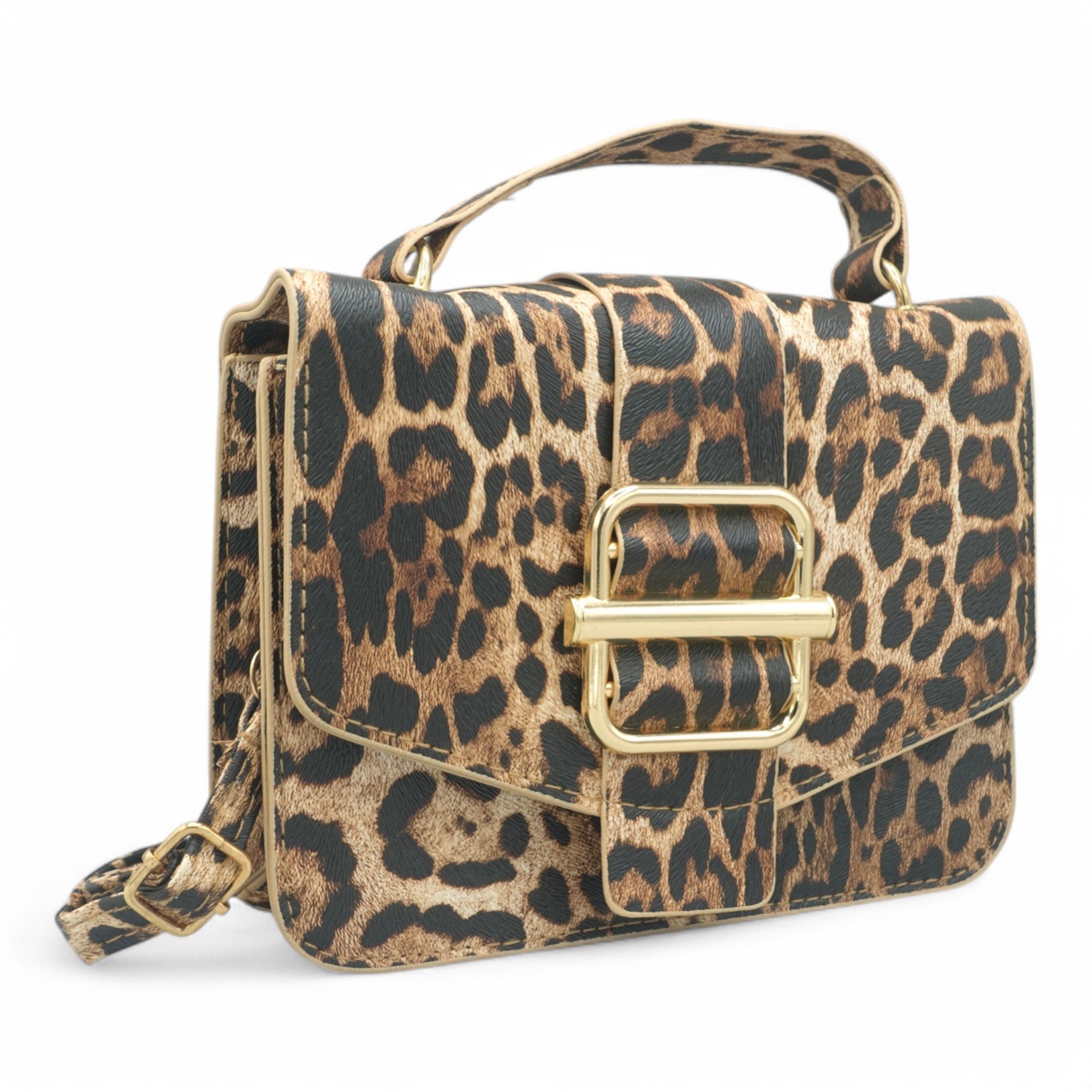 Eyecatcher Handtasche Glamour Leoparden-Handtasche mit goldener