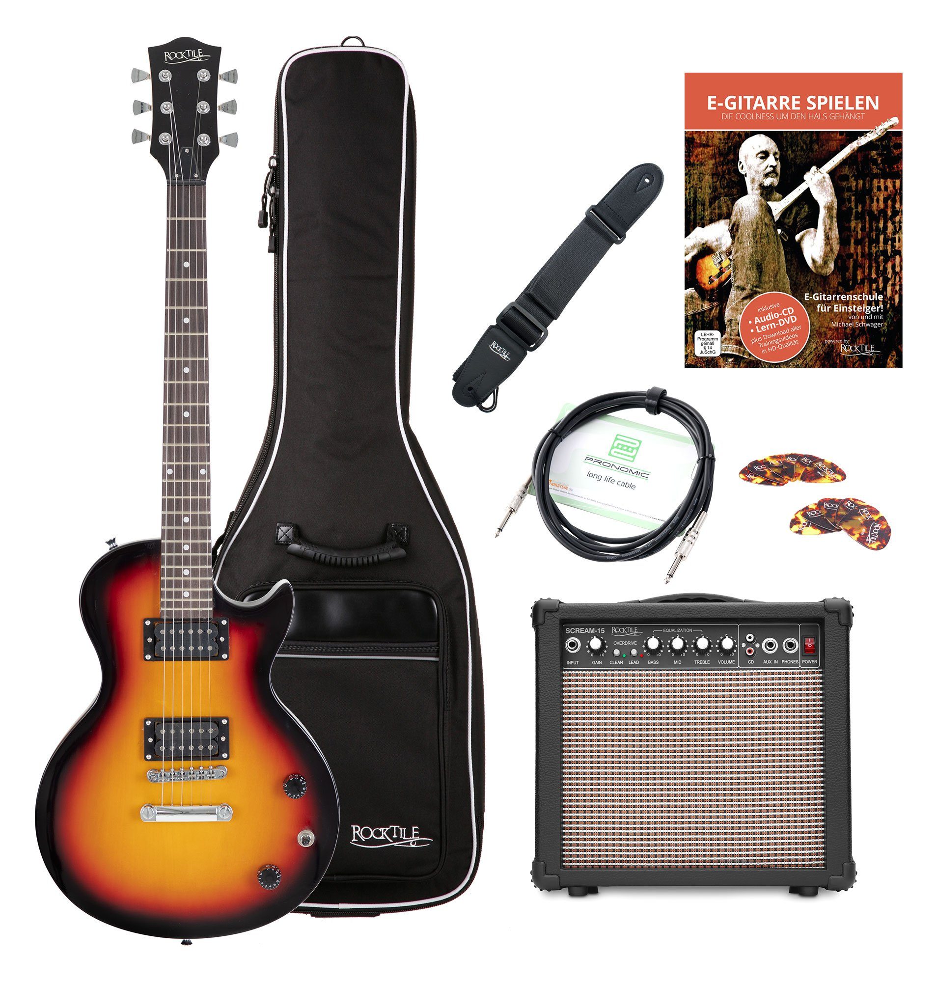 Rocktile E-Gitarre L-100 elektrische Gitarre, Single