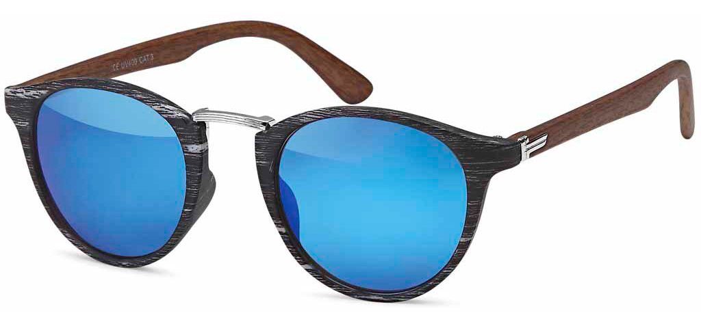 styleBREAKER Sonnenbrille Panto Sonnenbrille Holz Optik