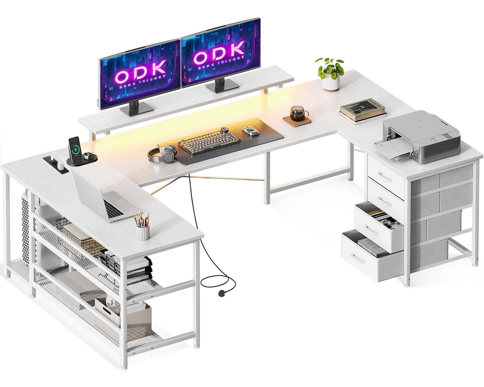 ODK Eckschreibtisch mit 4 Schubladen, 2