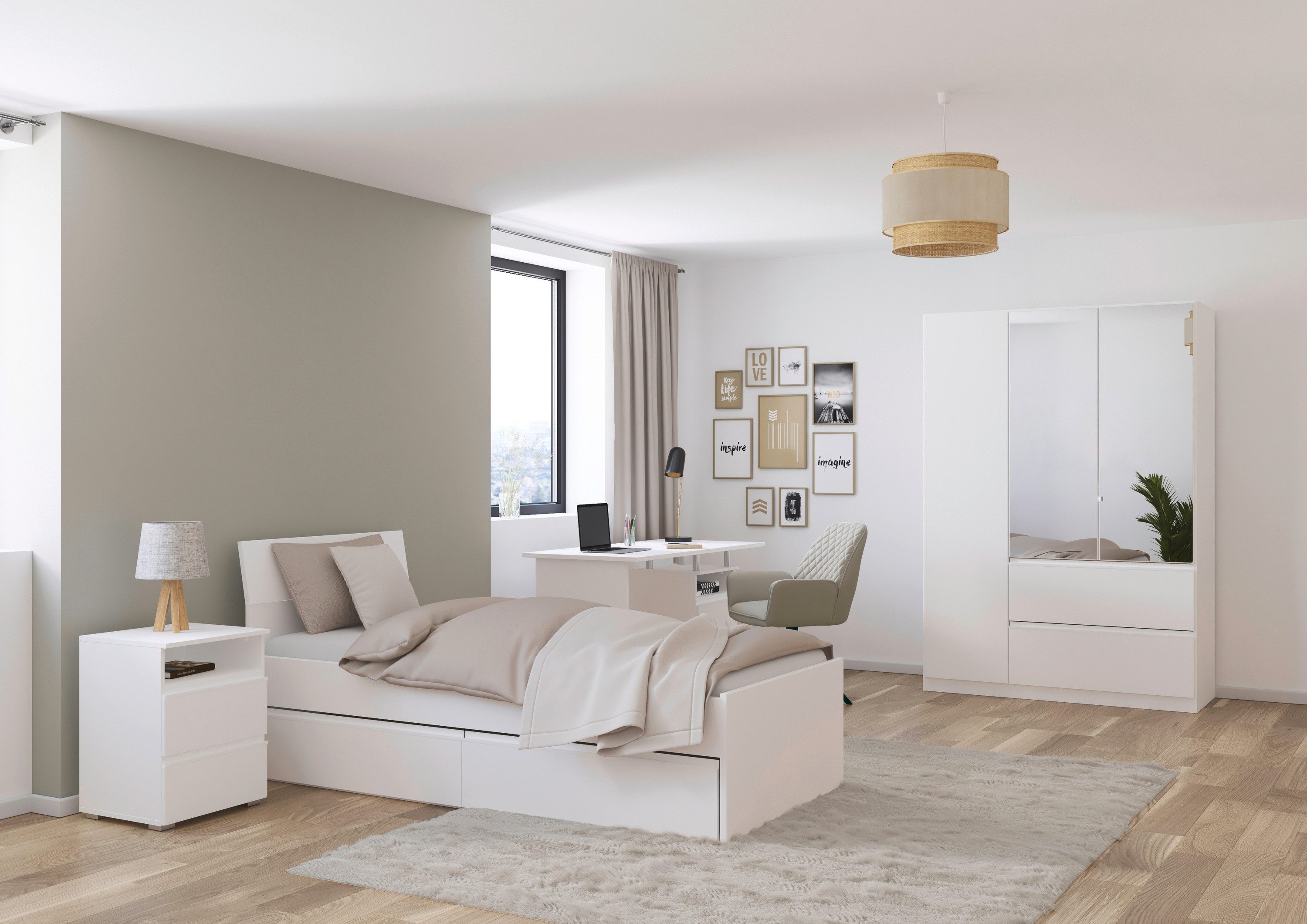 rauch Jugendzimmer-Set Komplettzimmer Schlafzimmer-Set (4-St) Jugendzimmer-Set