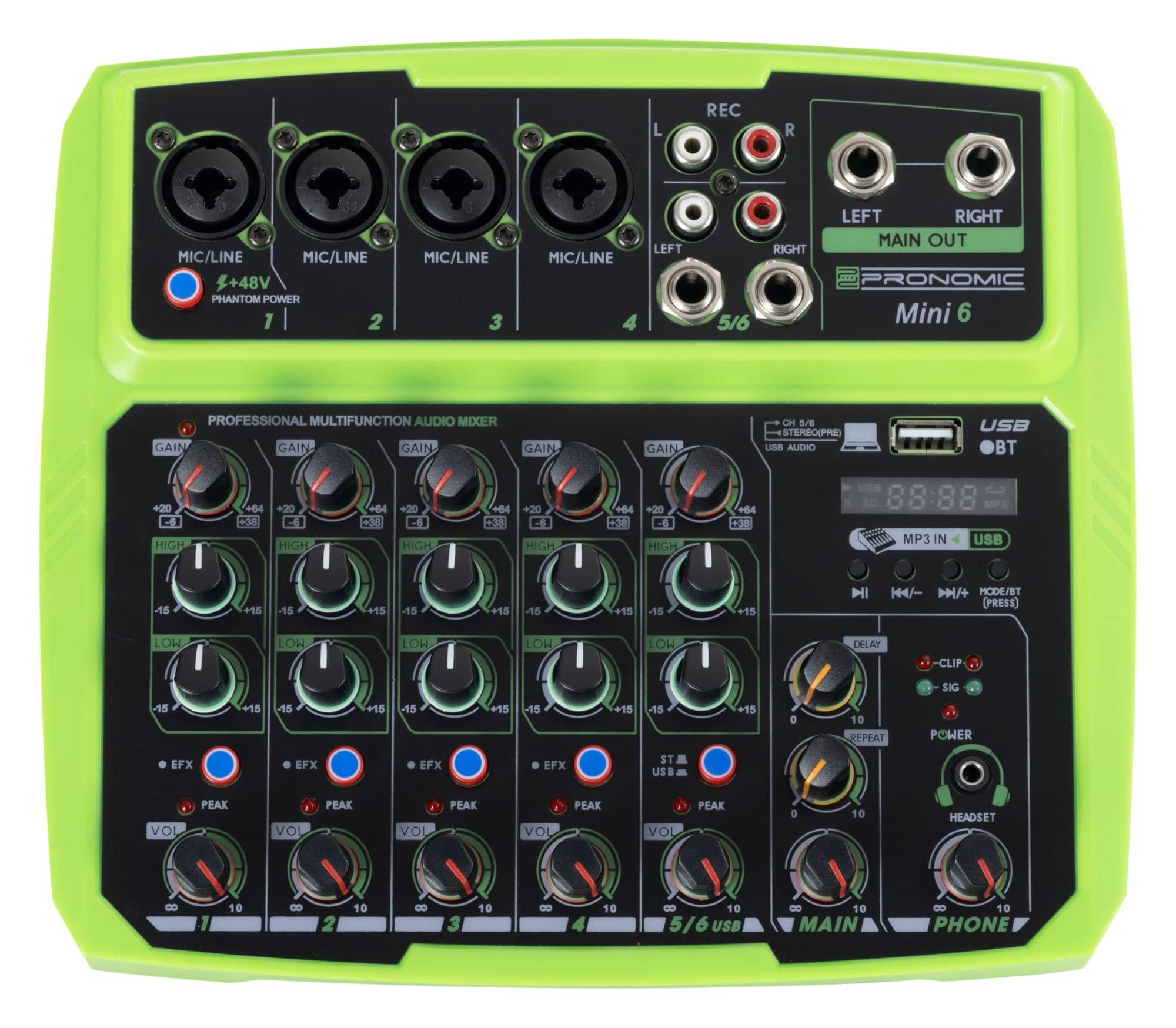 Pronomic Mischpult Mini6 USB-betriebener 6-Kanal Mixer,