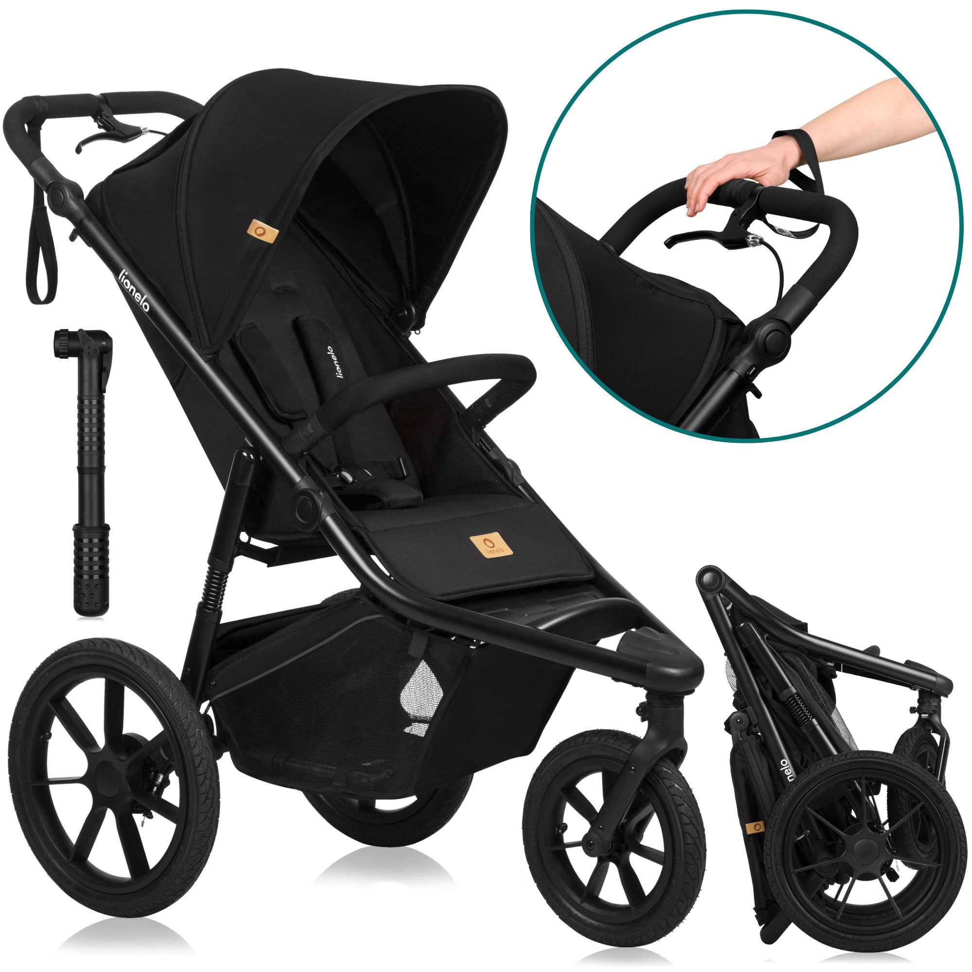 lionelo Dreirad-Kinderwagen AZURA, Baby-Jogging-Kinderwagen/ab 6 Monaten/sichere