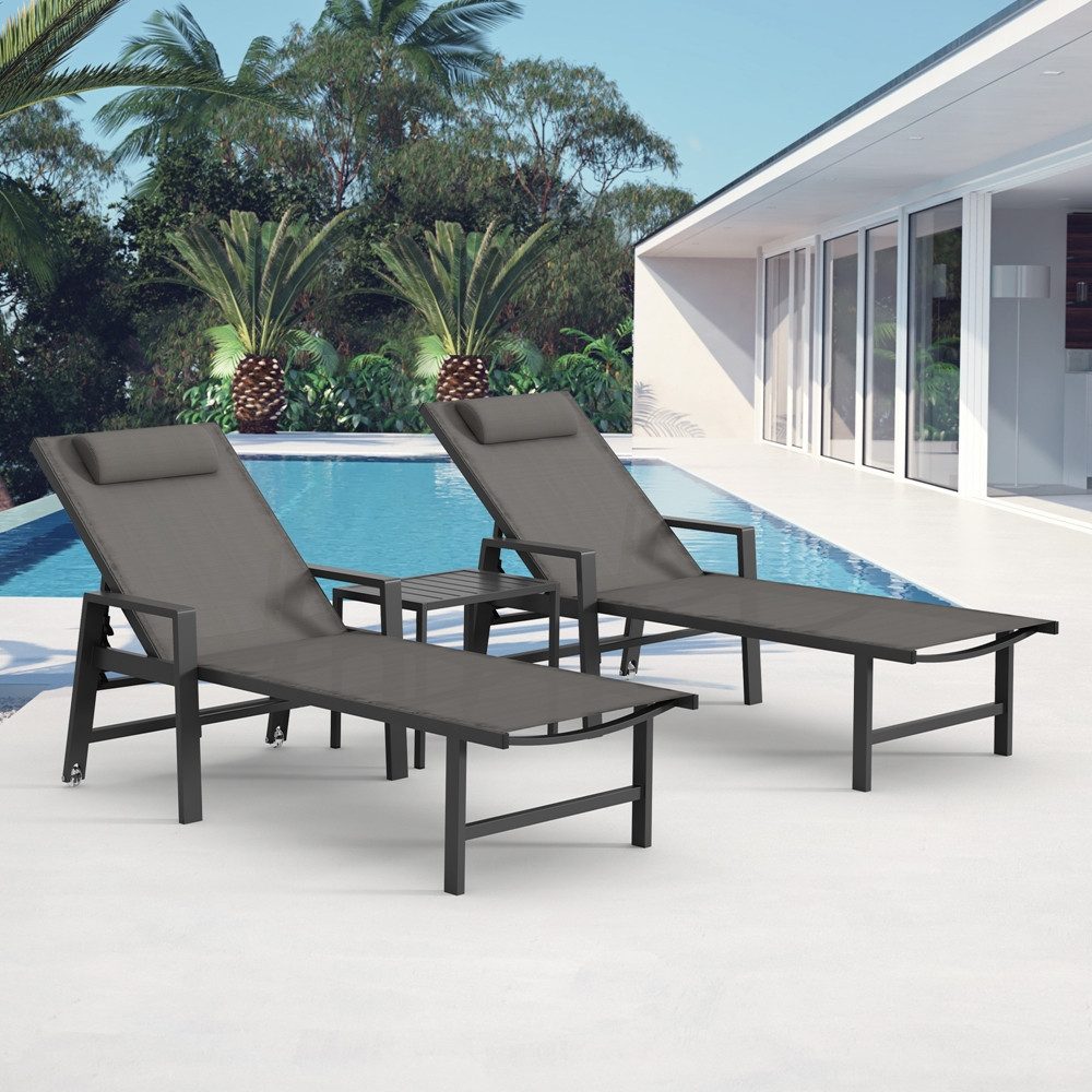 Melko Gartenliege Gartenmöbel Set Aluminium 2x
