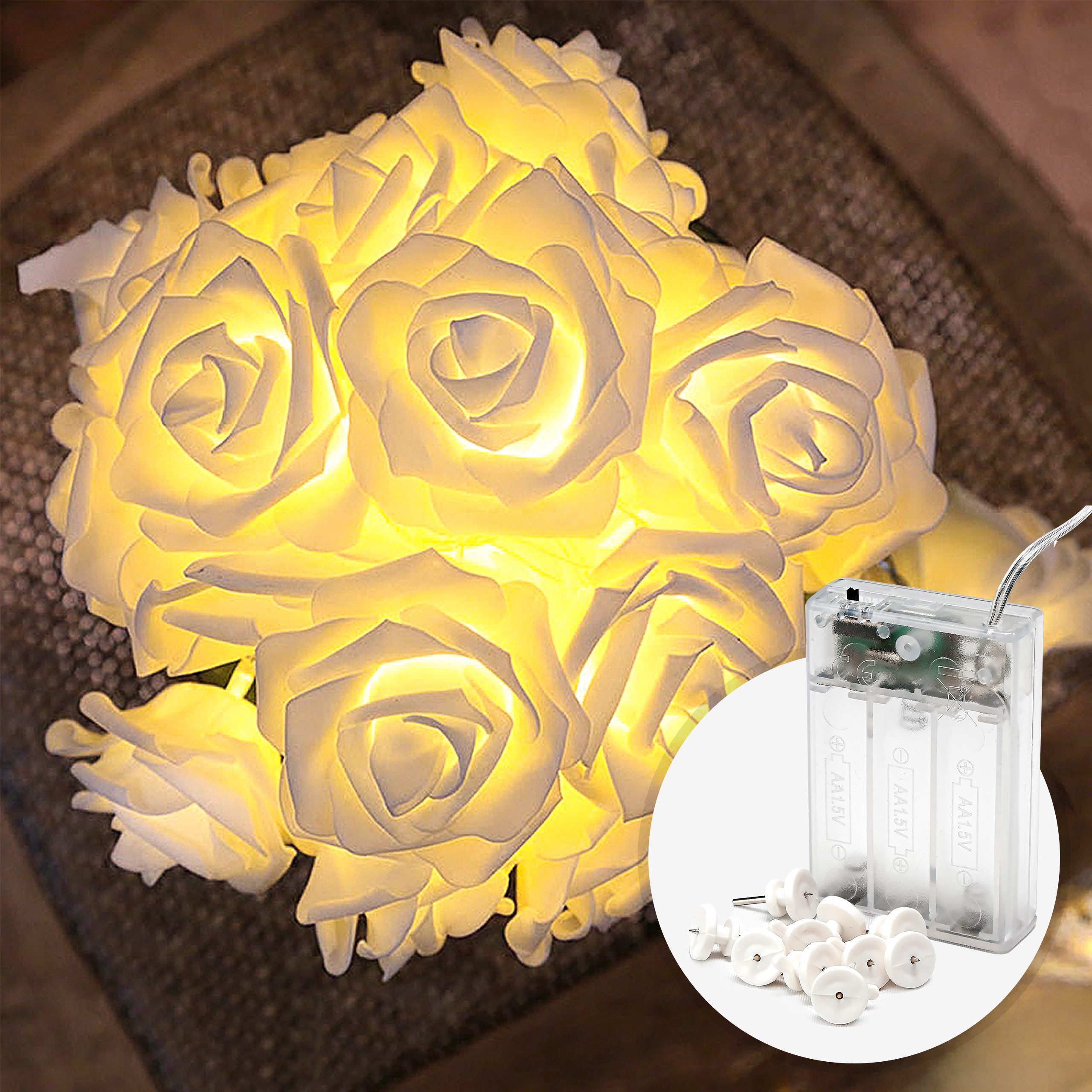 COZY HOME LED-Lichterkette Rosen Lichterkette Batterie