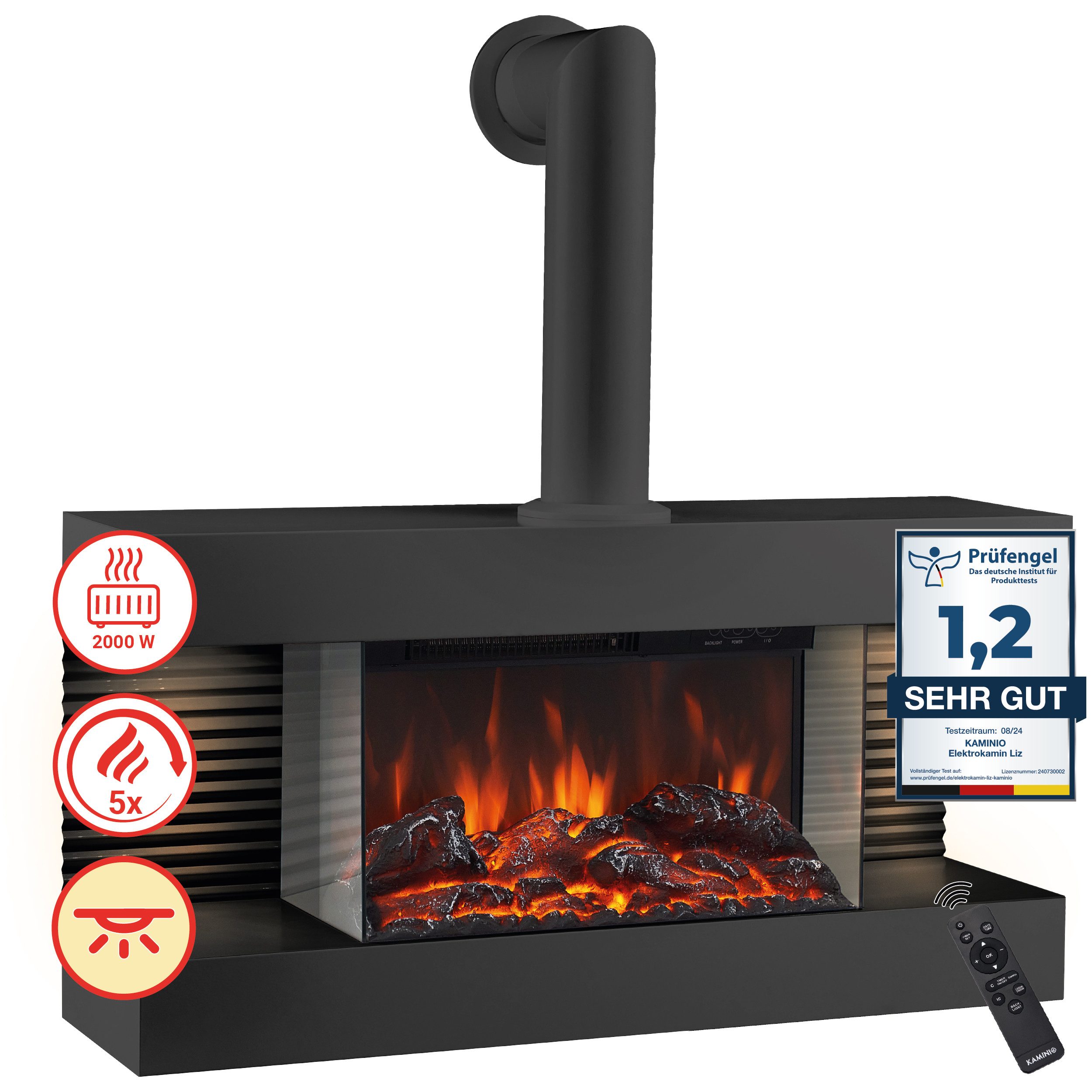 KAMINIO Elektrokamin LIZ, Elektrischer Kamin: 3D-Flammeneffekt,