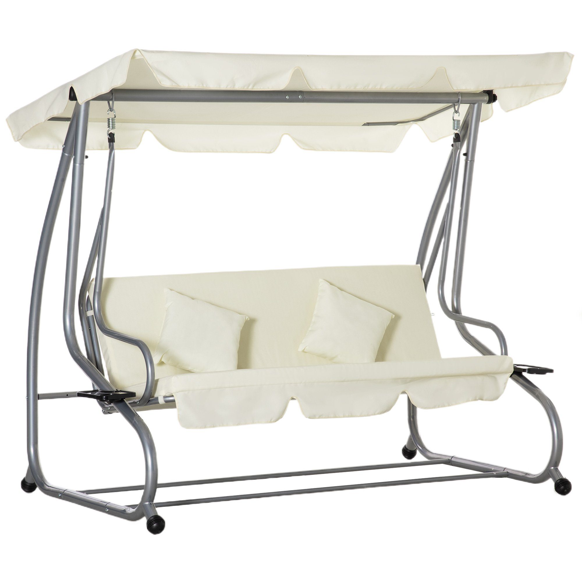 Outsunny Hollywoodschaukel mit Verstellbares Dach, 3-Sitzer,