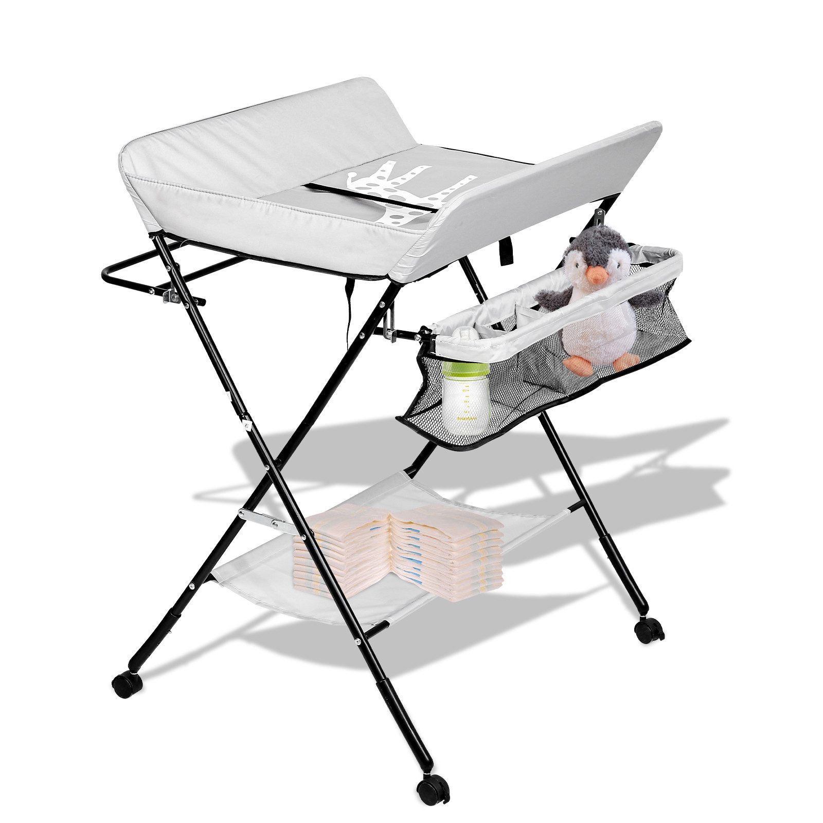 Clanmacy Wickelkommode Baby Wickeltisch Wickelkombination klappbar