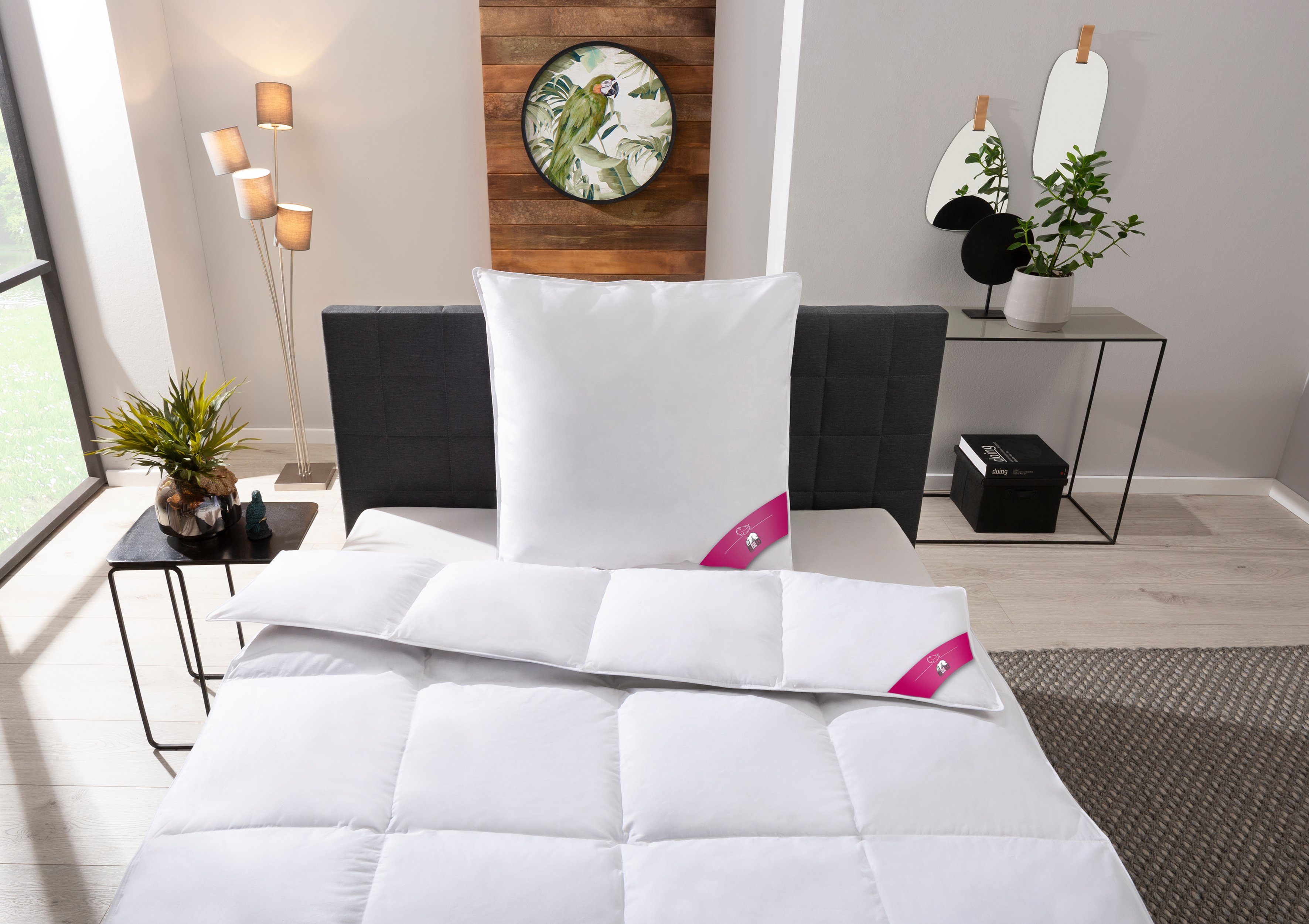 RIBECO Daunenbettdecke + Kopfkissen Johanna, Füllung: