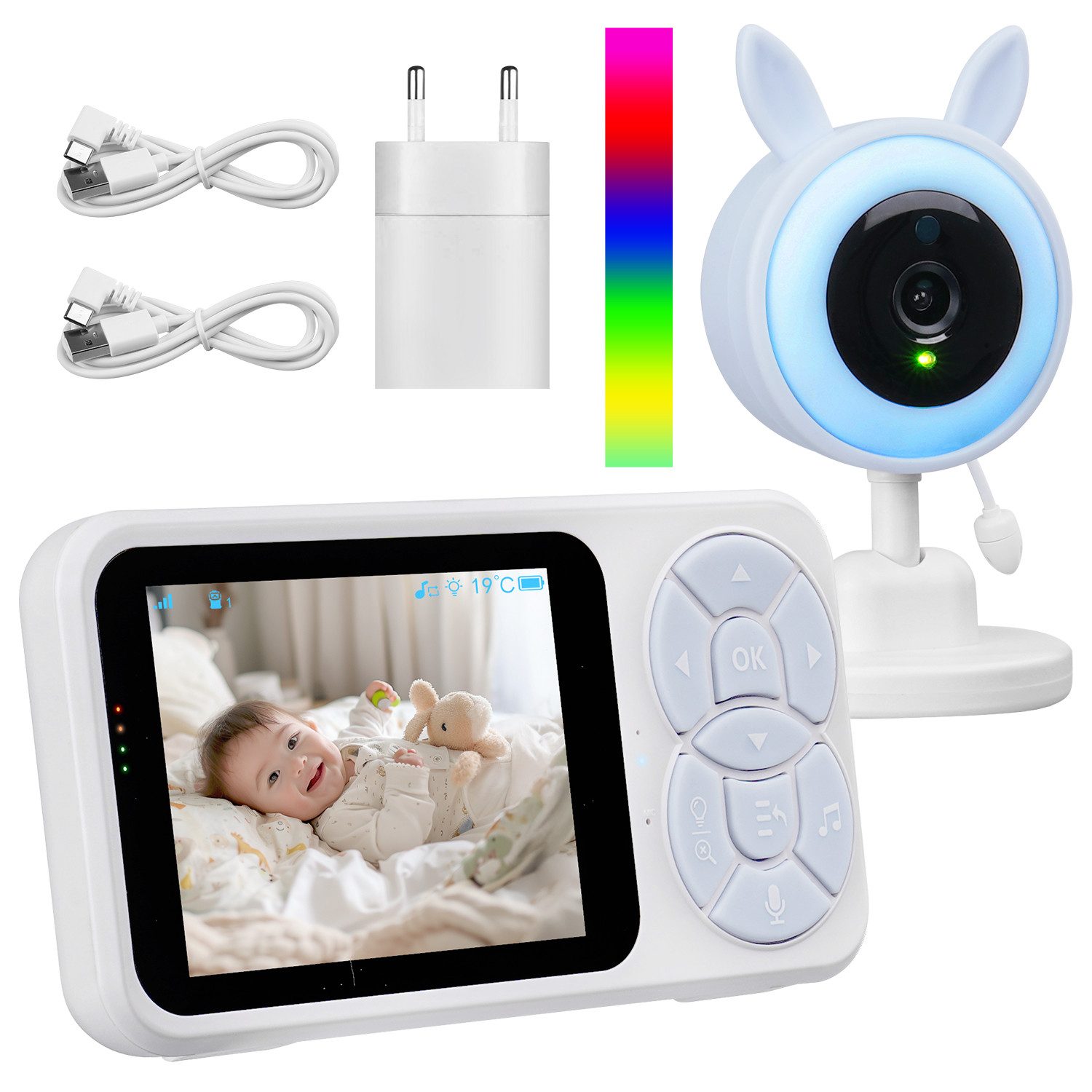 Novzep Video-Babyphone Video-Babyphone 3,5 Zoll Babyphone