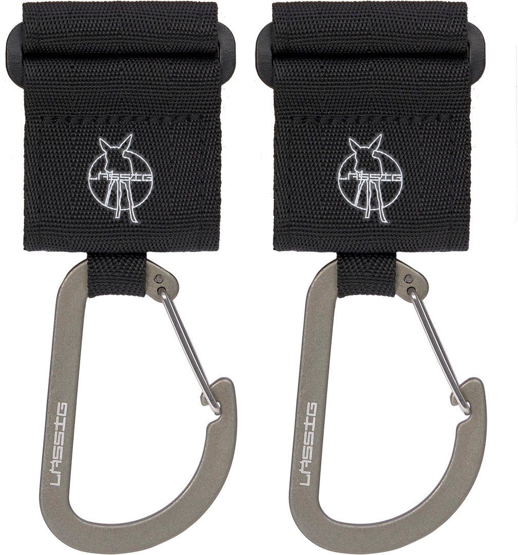 LÄSSIG Karabiner Kinderwagenbefestigung, schwarz, (Set, 2