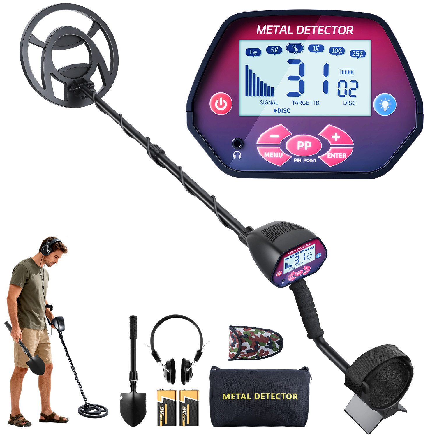 JVJH Metalldetektor 4 Modi,Geeignet für Erwachsene