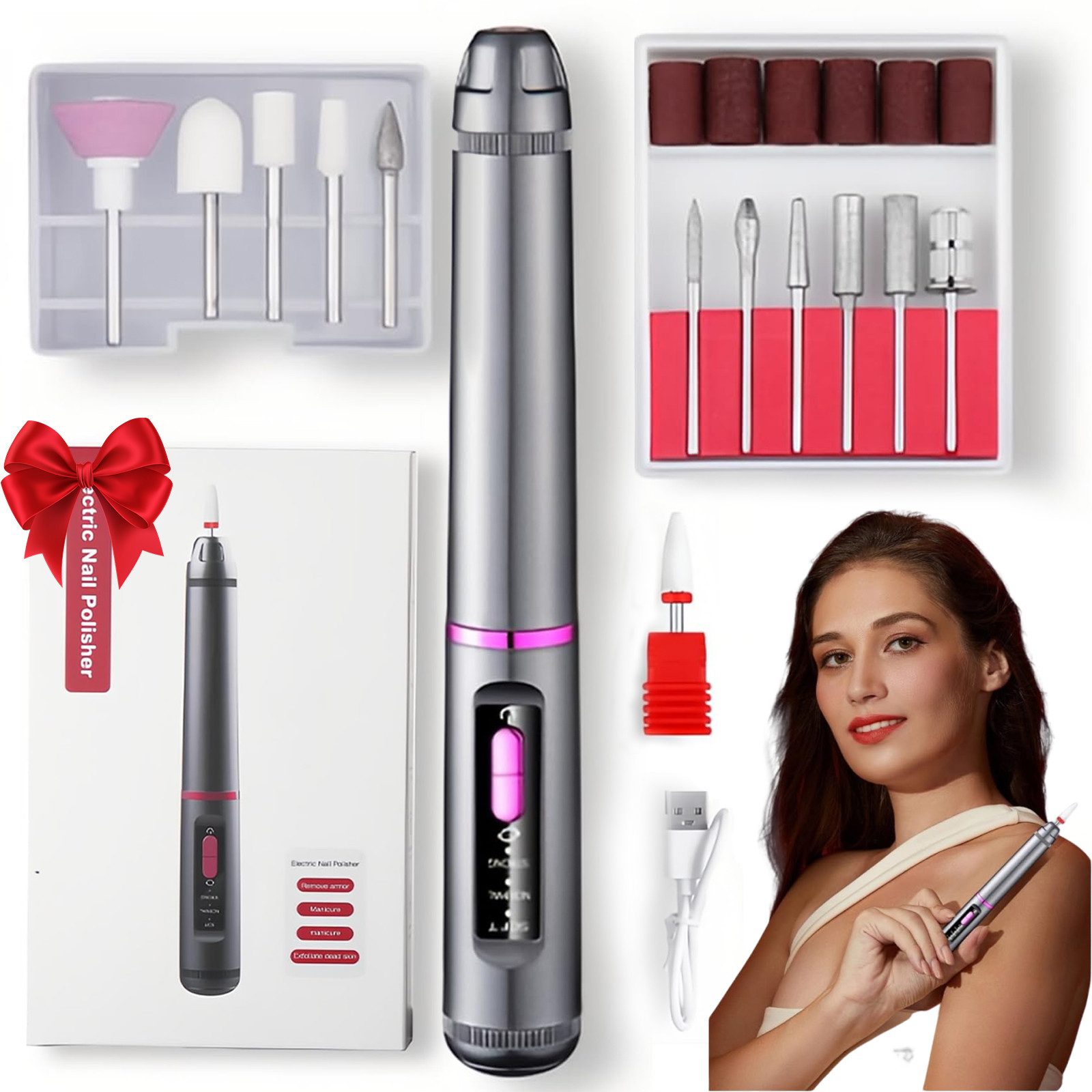 RWEUOQ Maniküre-Pediküre-Set Professionell Elektrische Nagelfräser mit