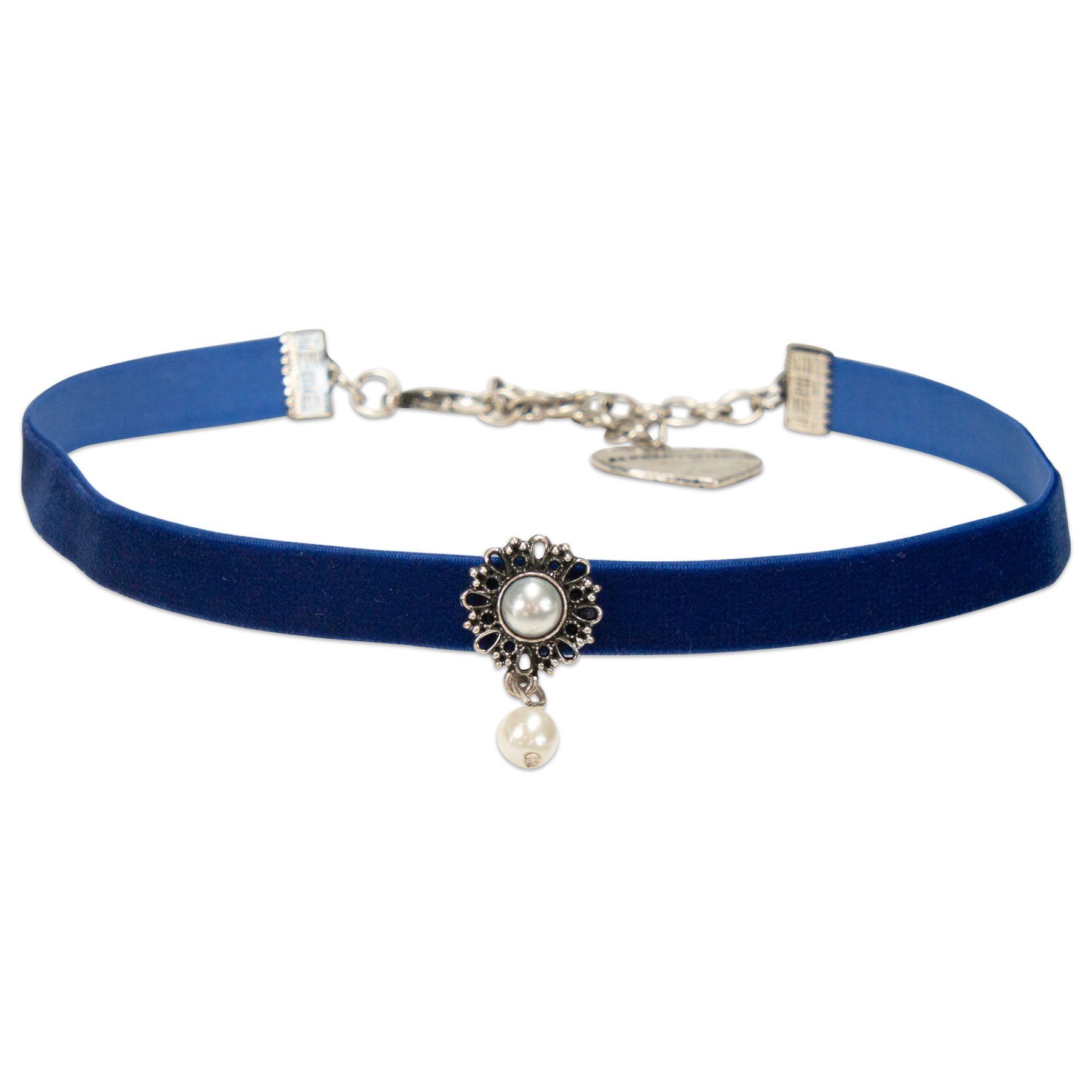 Alpenflüstern Choker Trachten-Samt-Kropfband Helena (blau), -