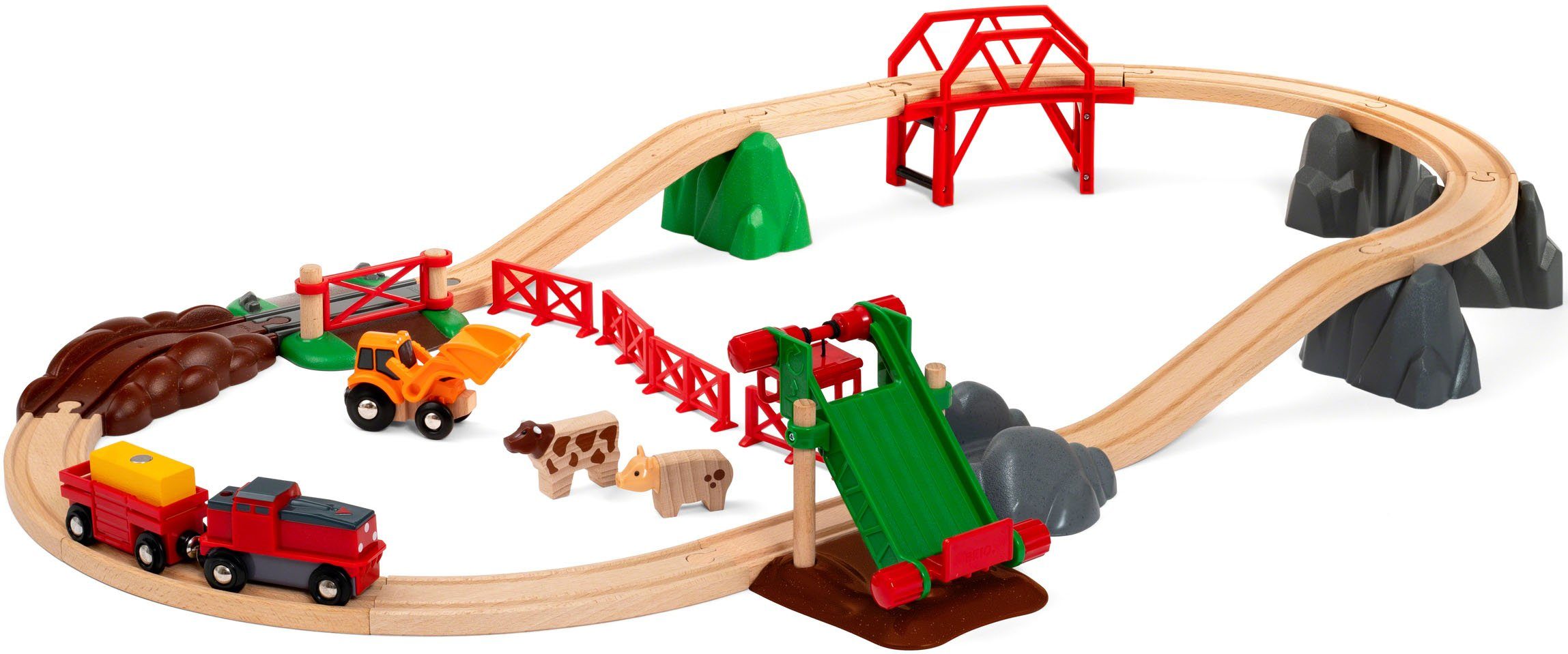 BRIO® Spielzeug-Eisenbahn Großes Bahn Bauernhof-Set, (30-tlg),