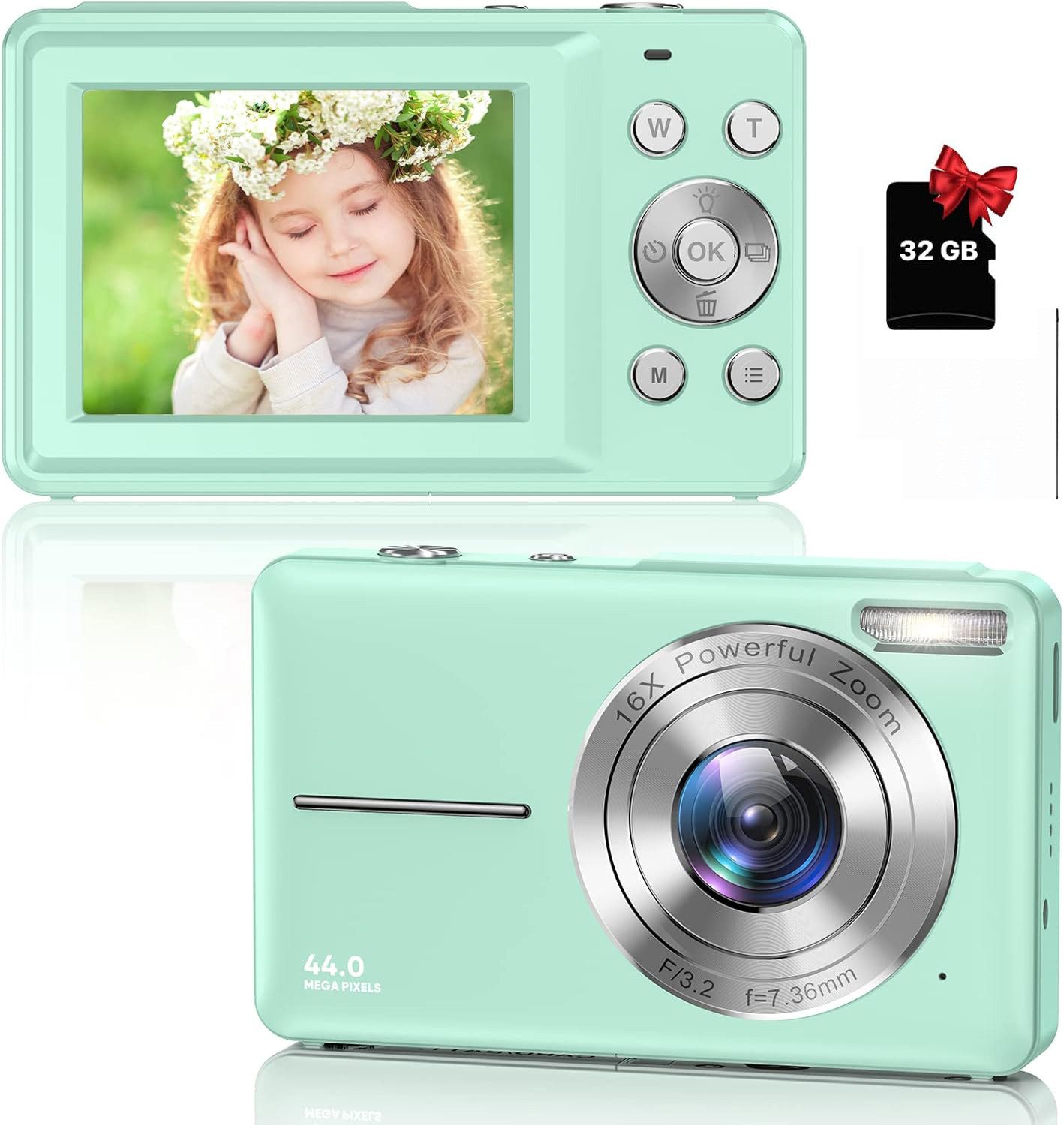 ZEUOPQ Digitalkamera Fotokamera Kompaktkamera, 44MP 1080P