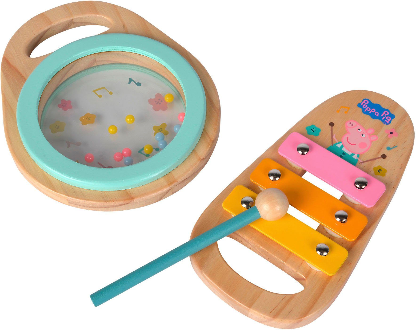 Eichhorn Spielzeug-Musikinstrument Peppa Pig Holz-Musikset, 2-tlg.,