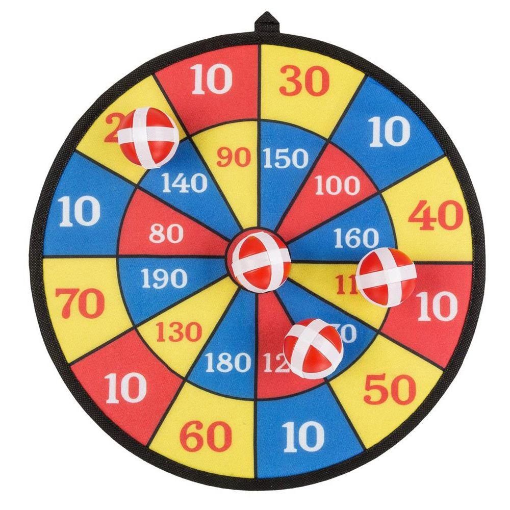 Idena Dartscheibe, mit 4 Klettbällen, Bunt,