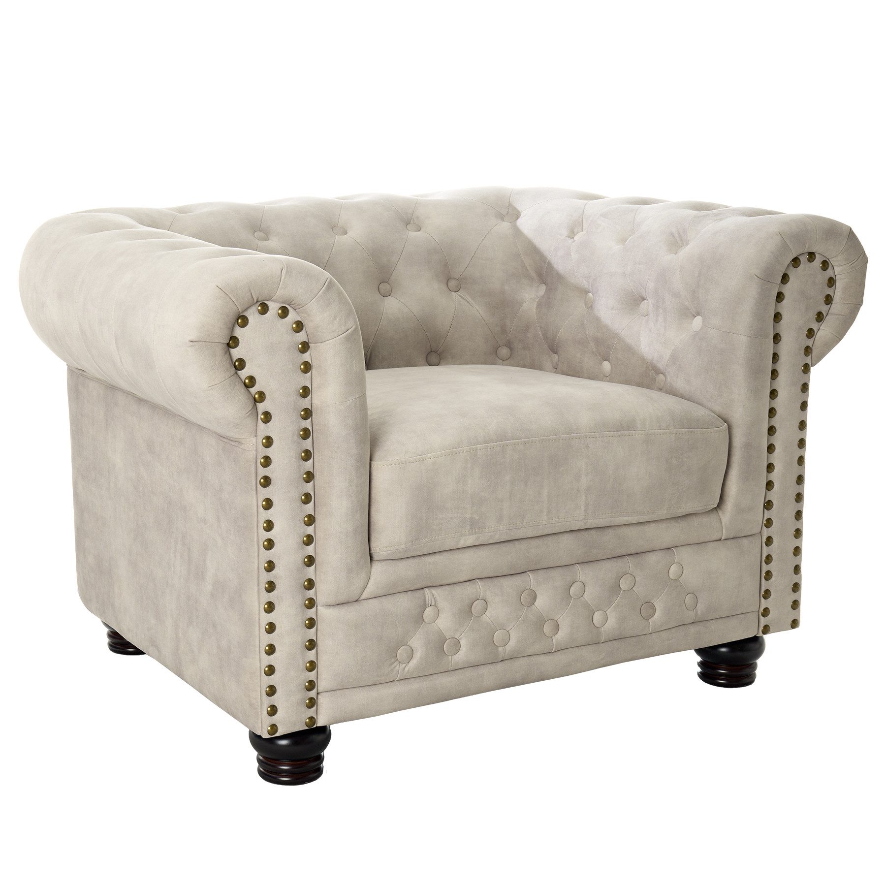 riess-ambiente Sessel CHESTERFIELD 110cm champagner (Einzelartikel,