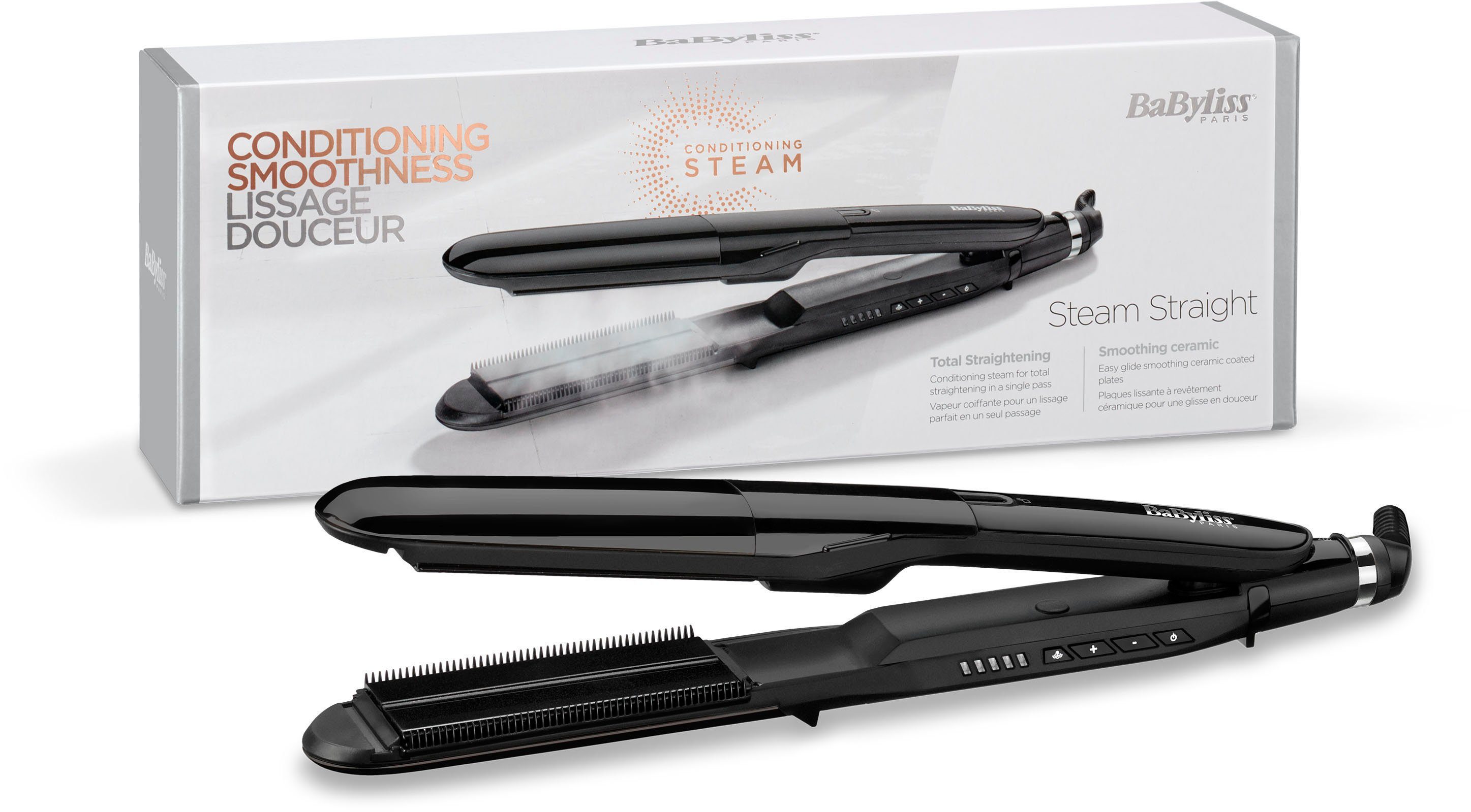 BaByliss Glätteisen ST492E Steam Straight Keramik-Beschichtung,