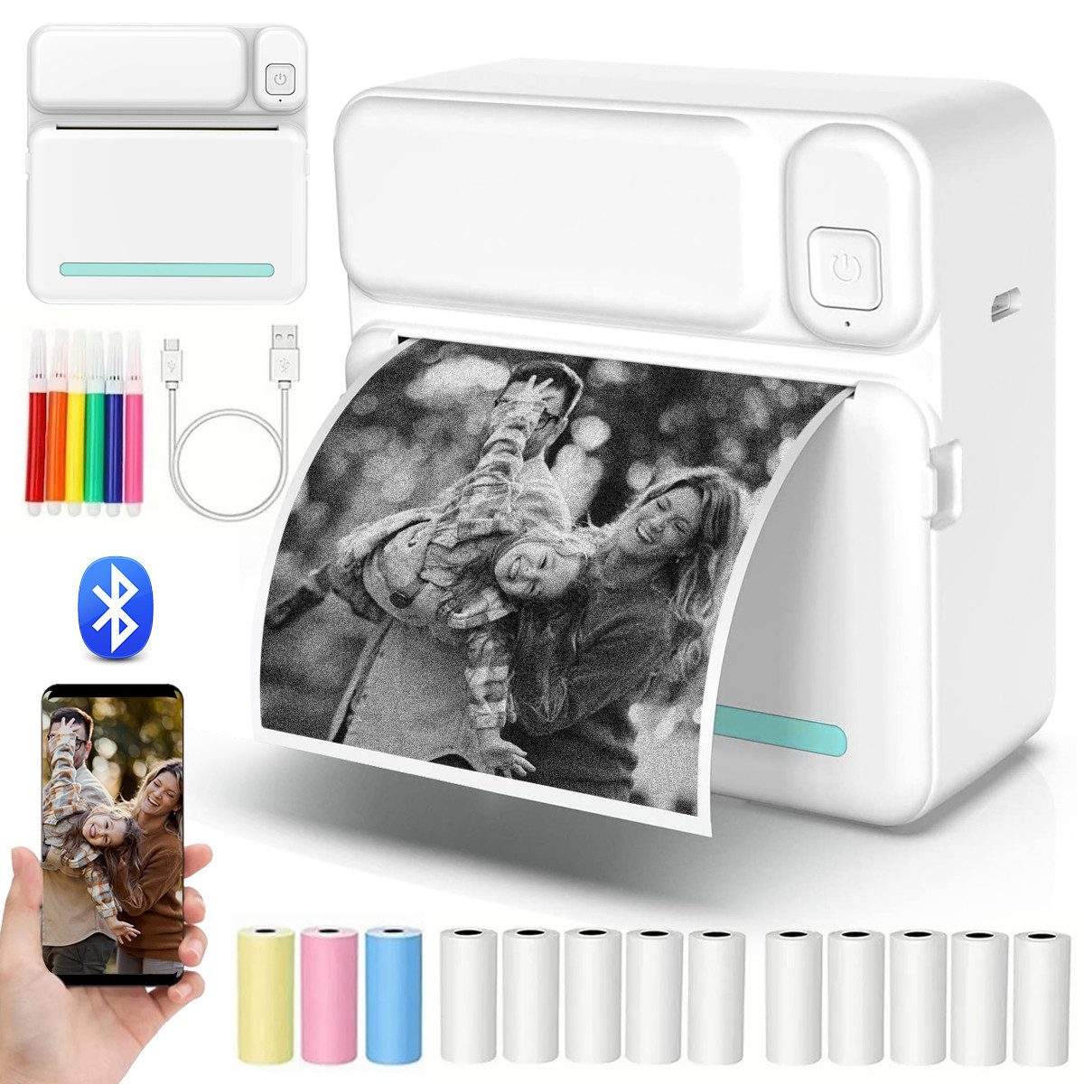 ZEUOPQ Thermodrucker Kompatibel für iOS Android