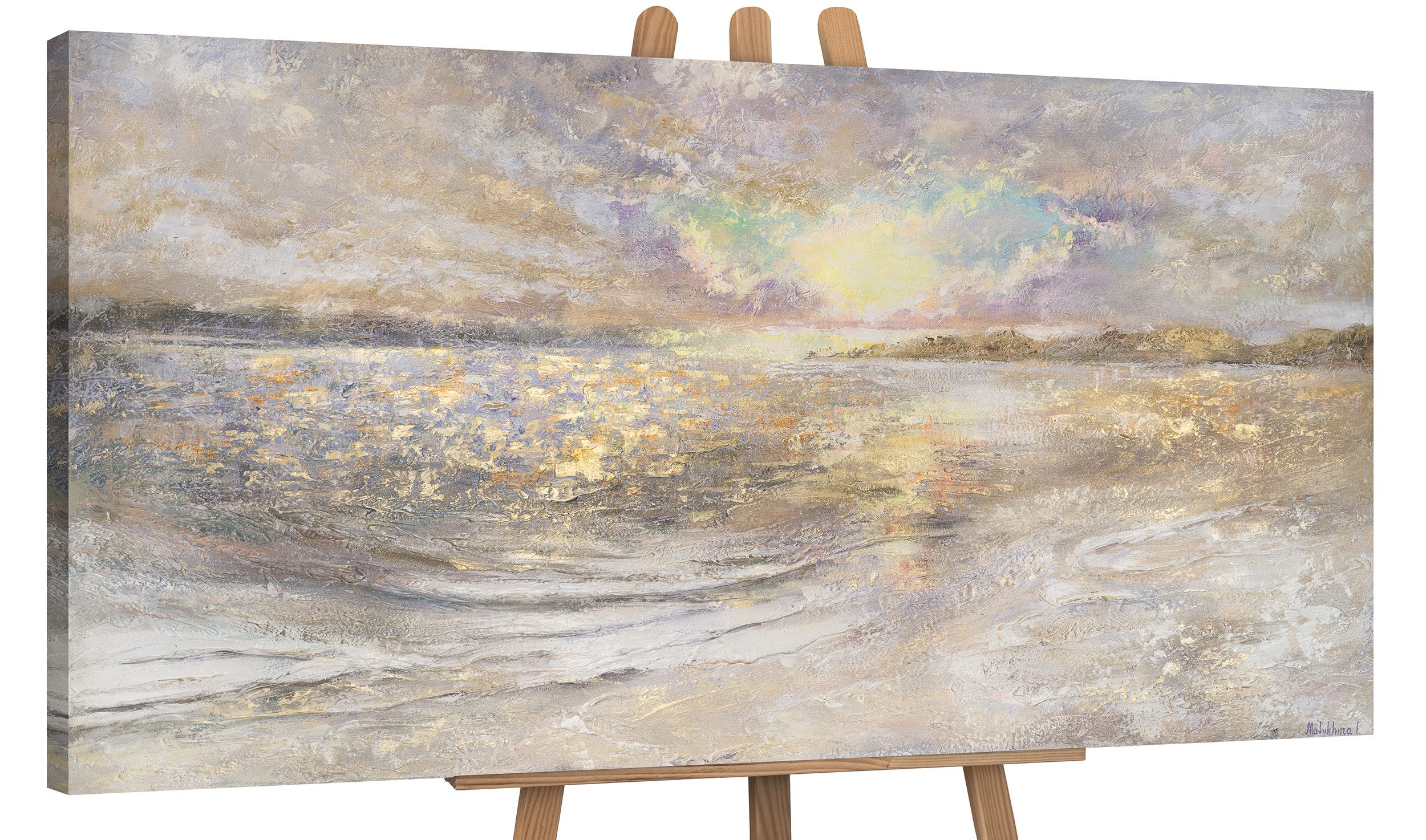 YS-Art Gemälde Meer Dämmerung, Landschaft, Leinwand