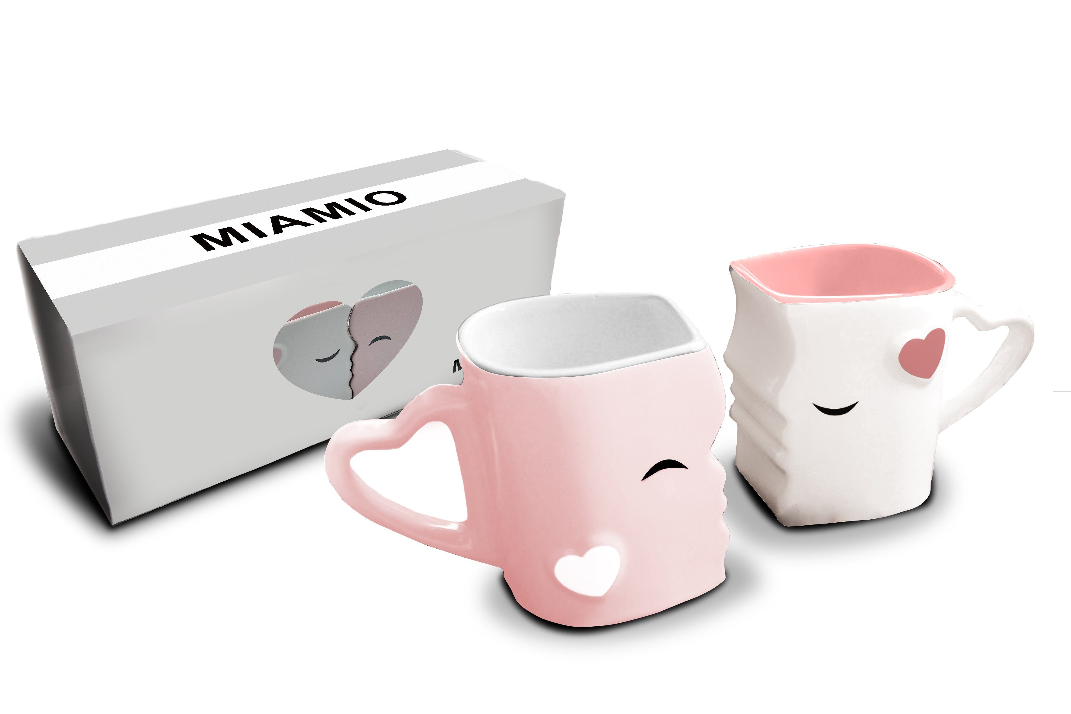 MiaMio Kaffeeservice Küssende Tassen Geschenk Set,