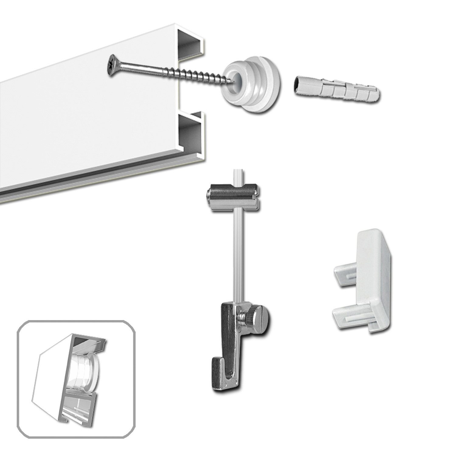 Bilderrahmen Neumann Bilderschienenset Galerieschiene mit Gleiter